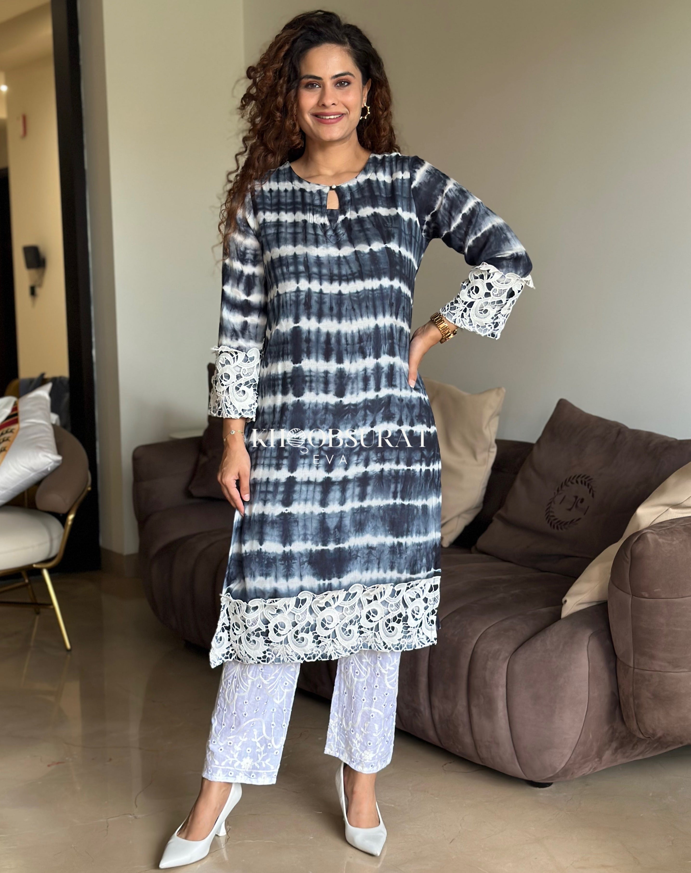 Black Tie Dye Shibori Kurta Sets