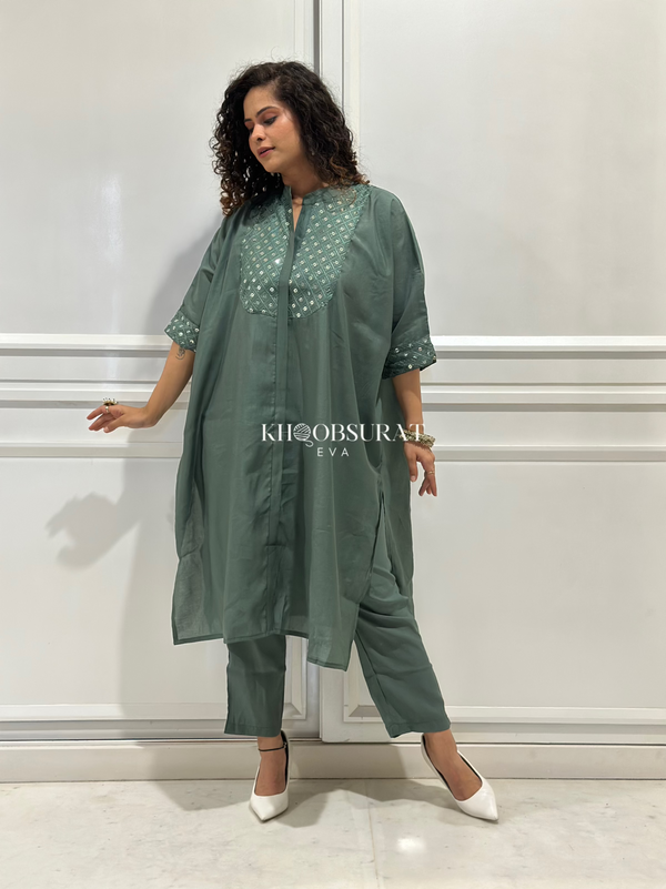 Indian Style Green Kaftan Set