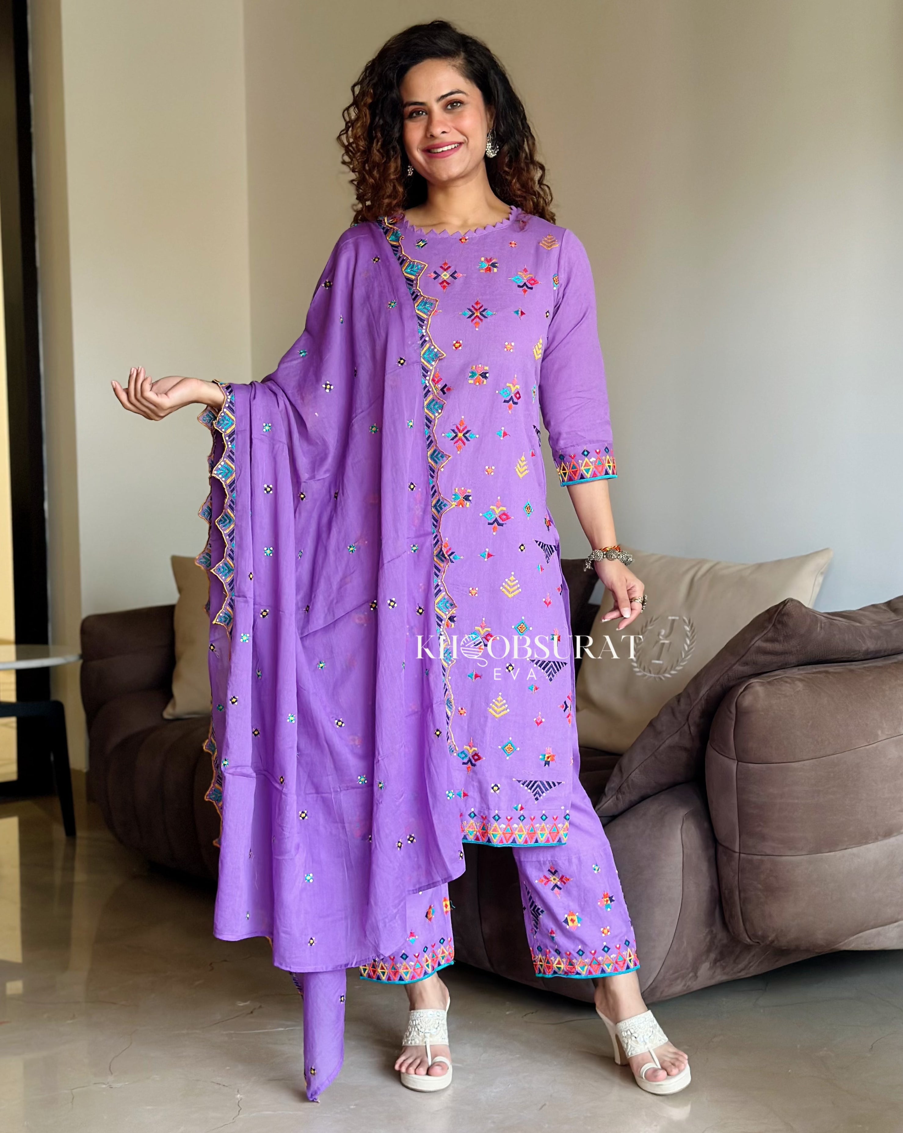 Dazzling Purple Embroidered Kurta Suit Set