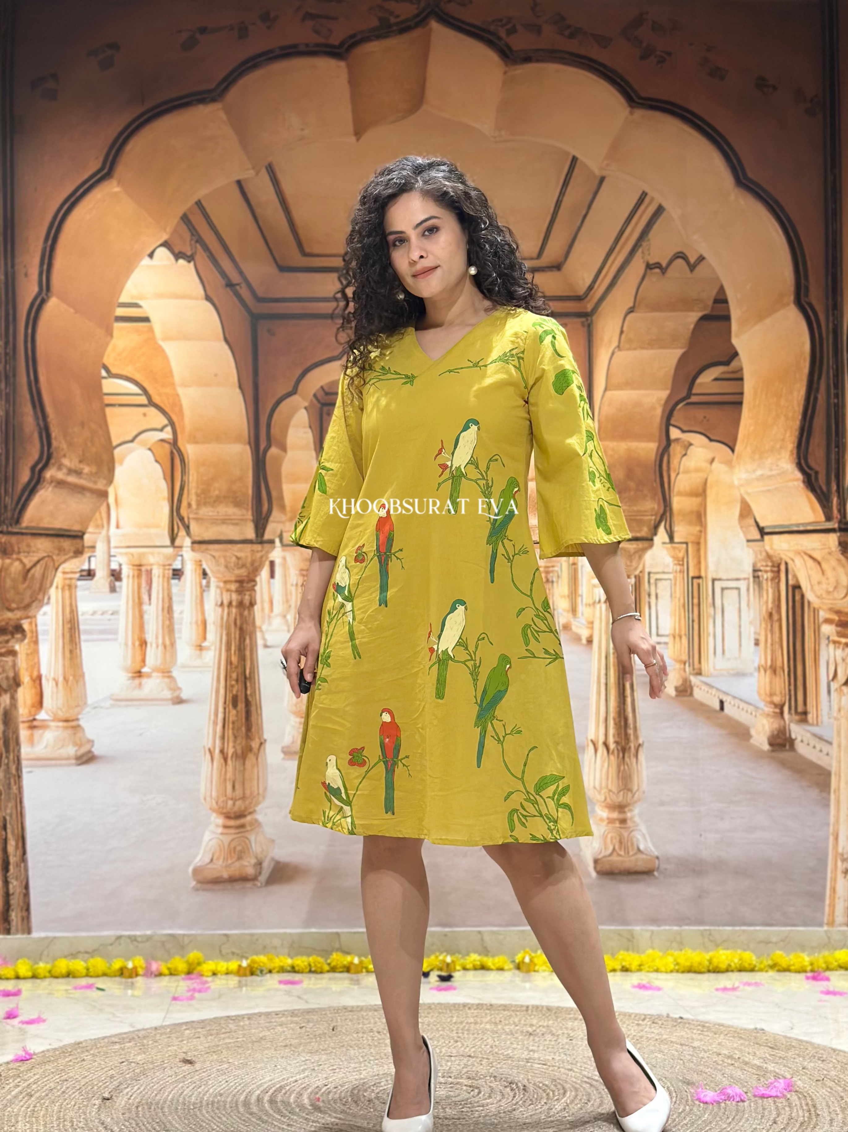 Casual Yellow Cotton Dress