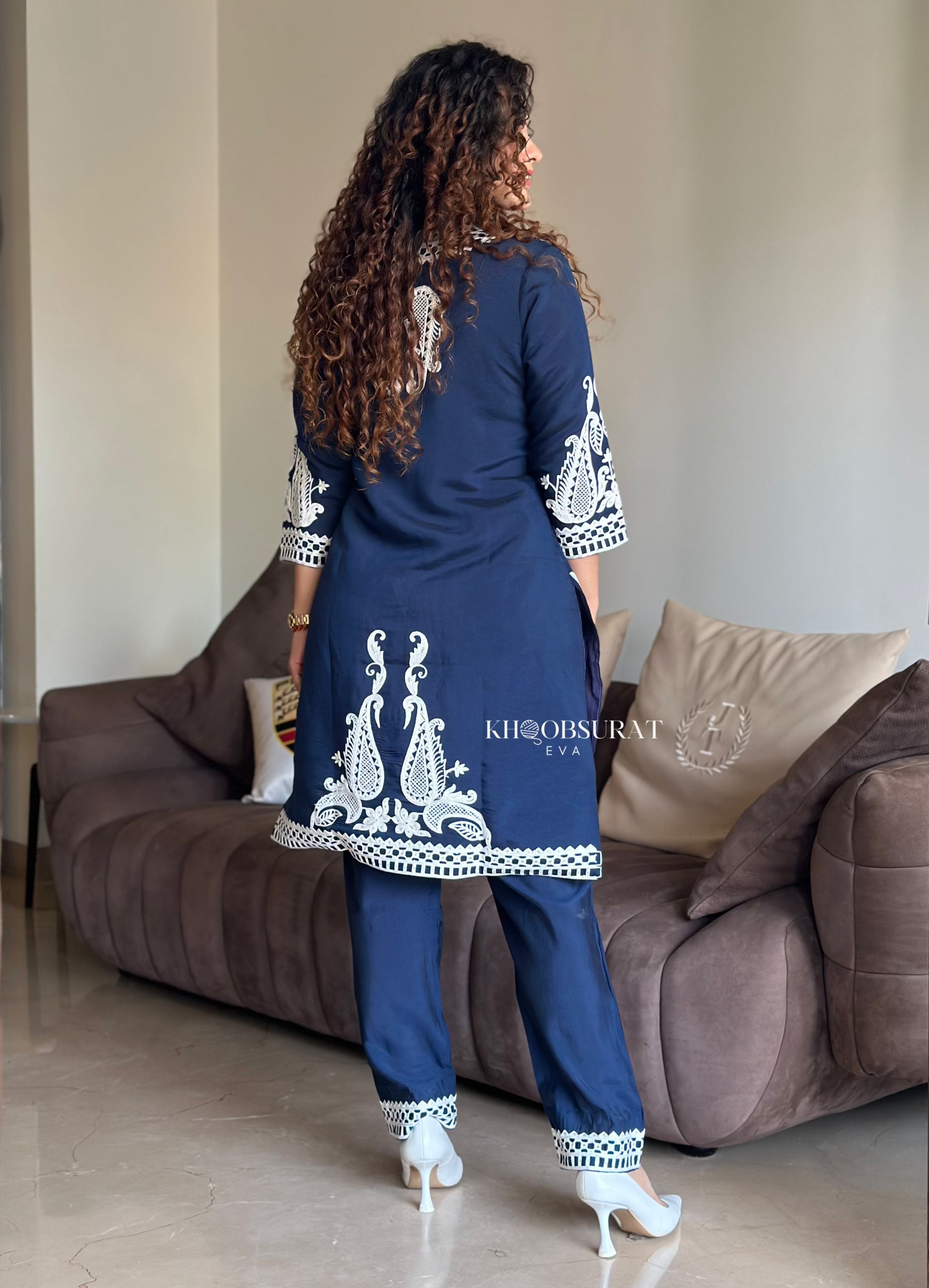 Sapphire Stitch Embroidered Blue Coord Set