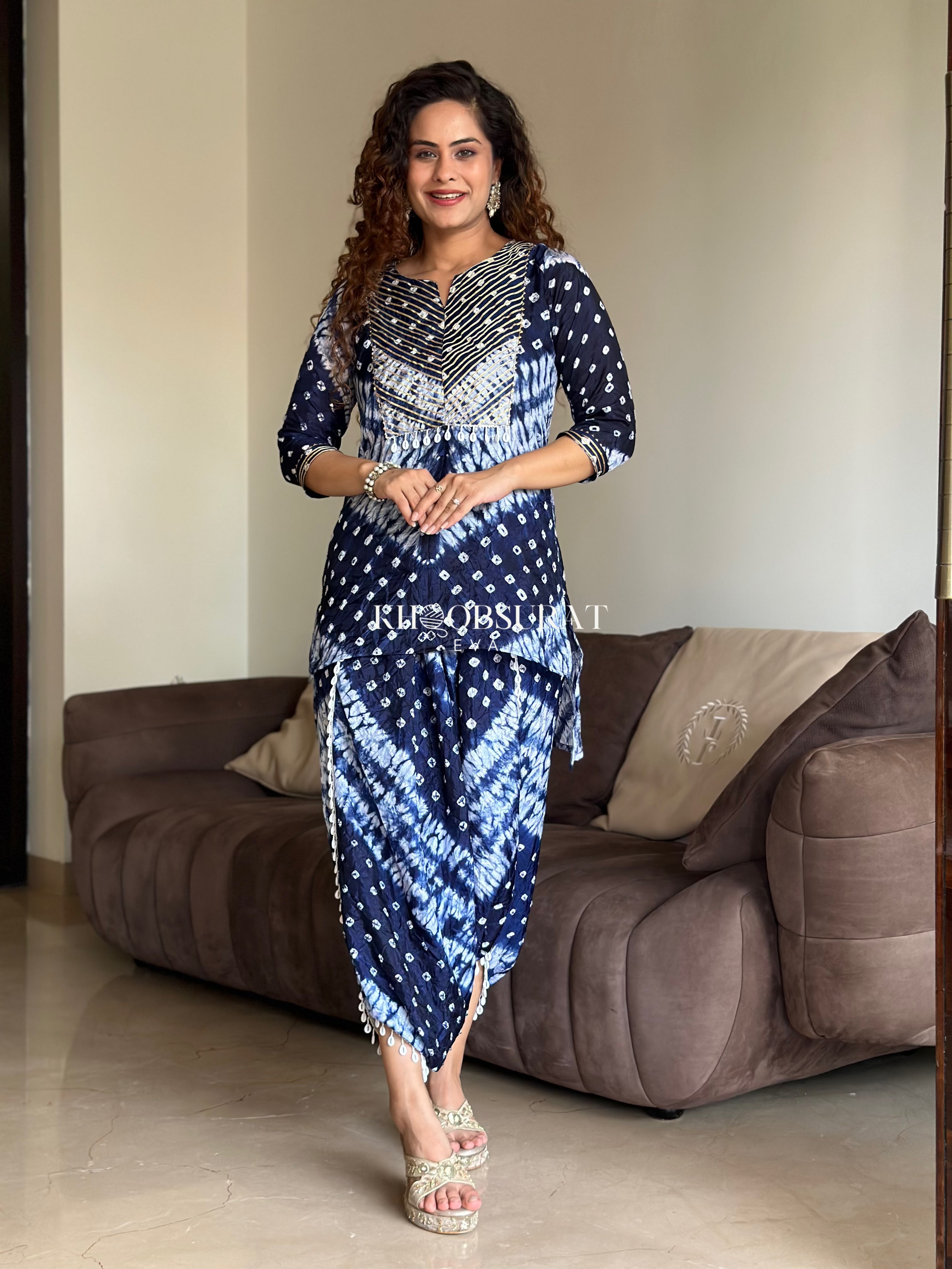 Gota Bandhej Blue Coord set