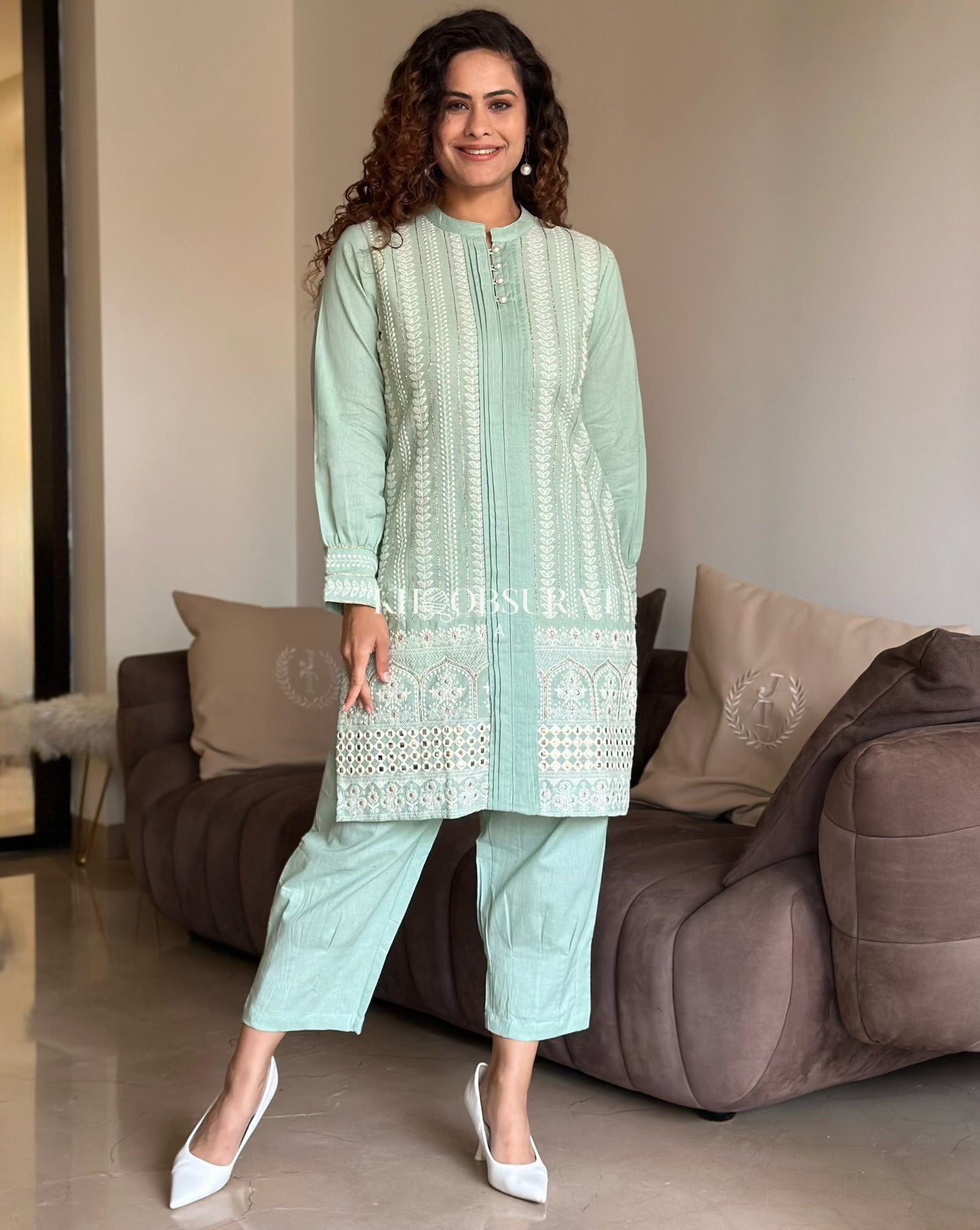 Dream Girl Green Embroidered Kurta Set 