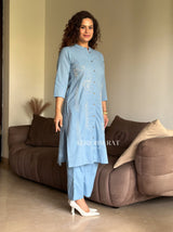 Posh Blue Cotton Kurta Set