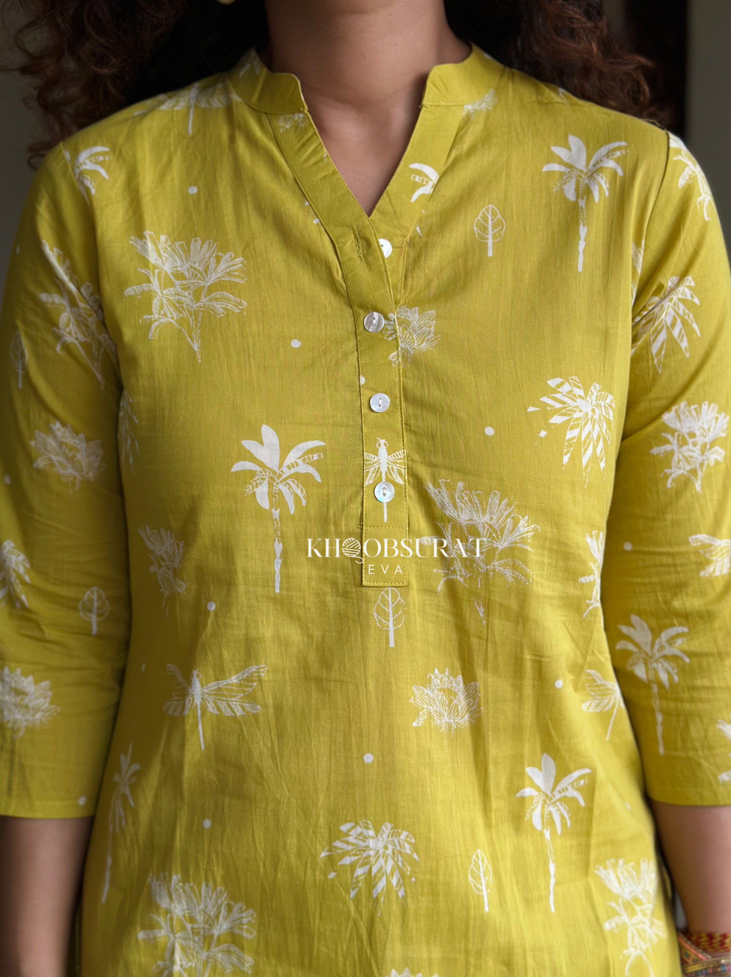 Jaipur Print Yellow Kurta Set