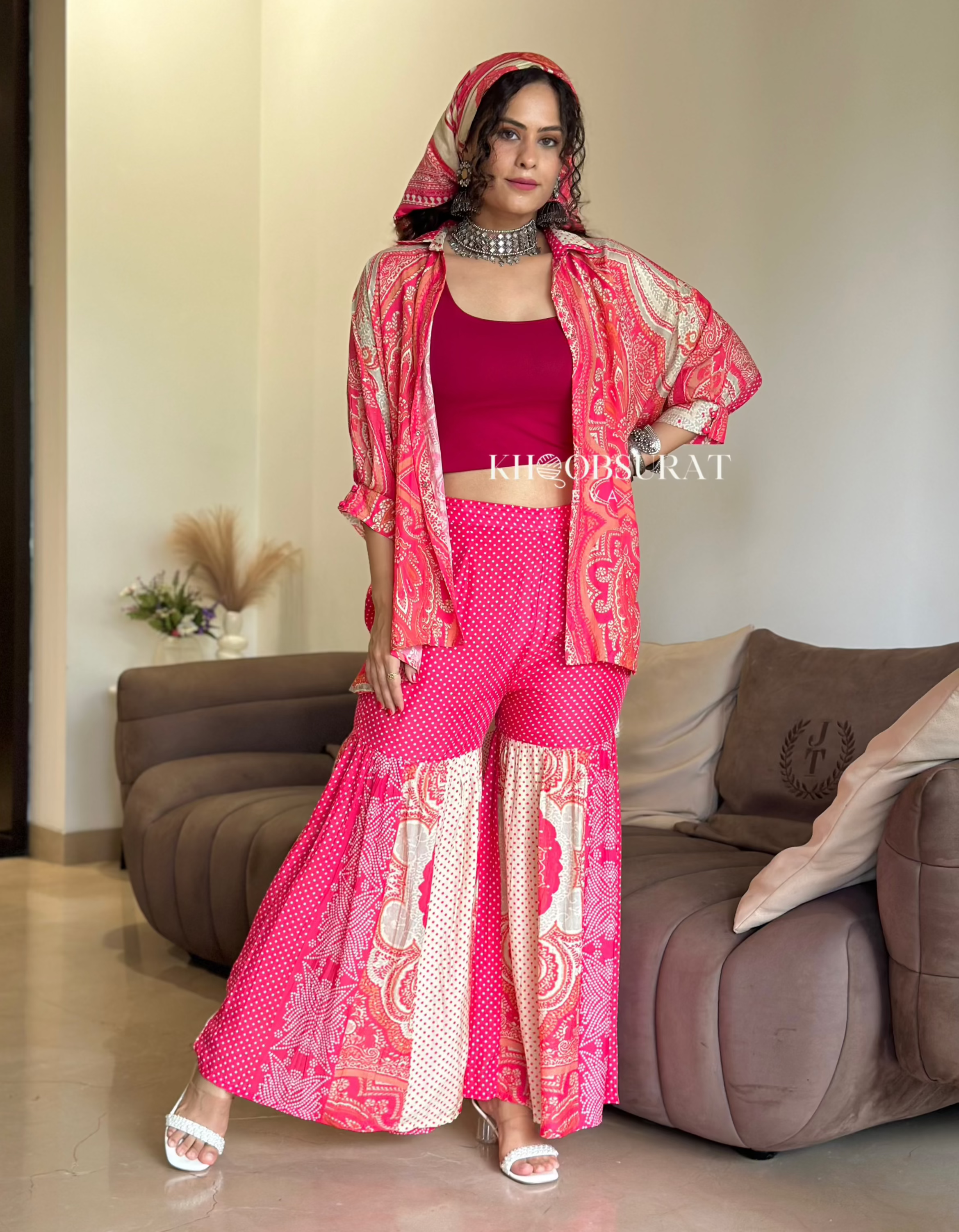  Beauty In Pink Kaftan Coord Set