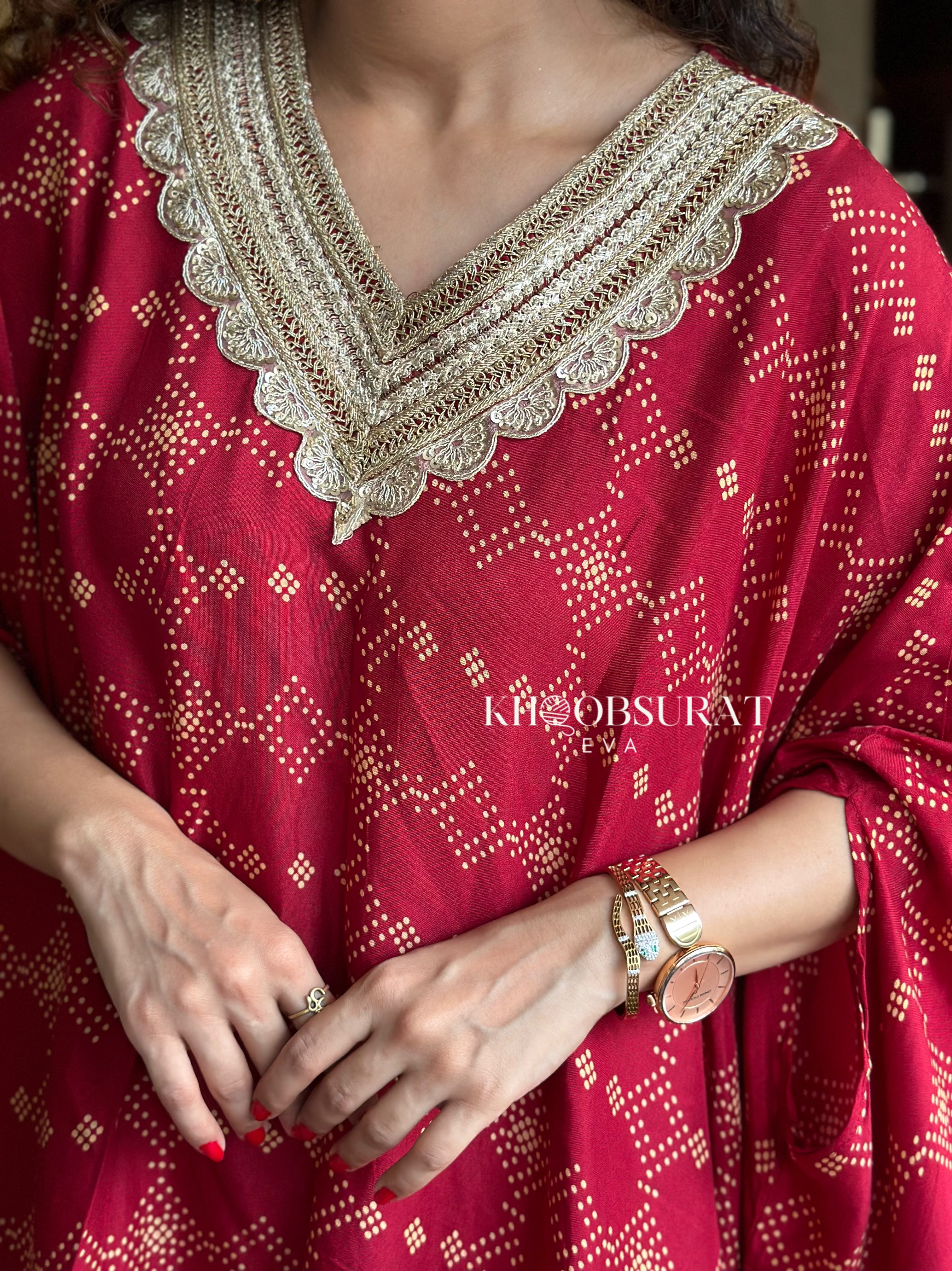 Indian Wedding Red Kaftan Set