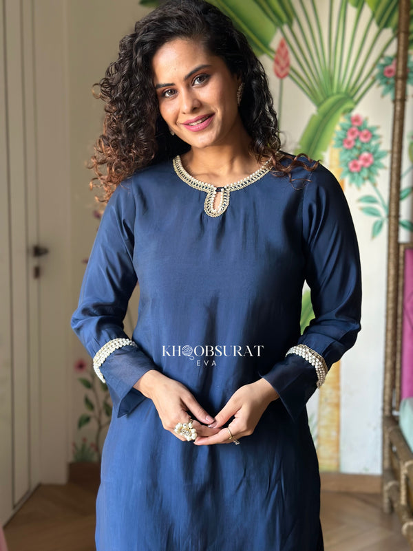 Royal Blue Pearl Kurta Set