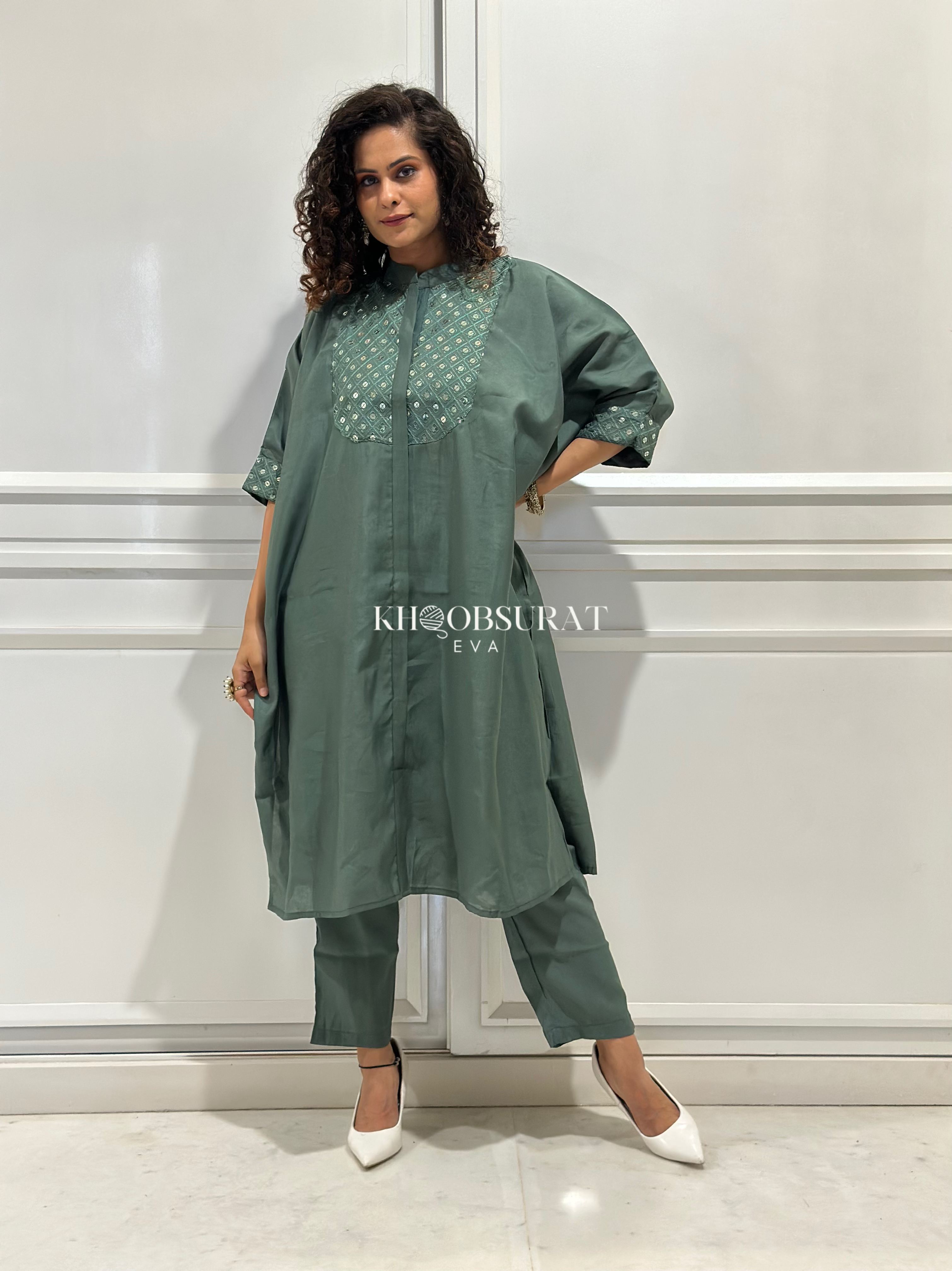 Indian Style Green Kaftan Set