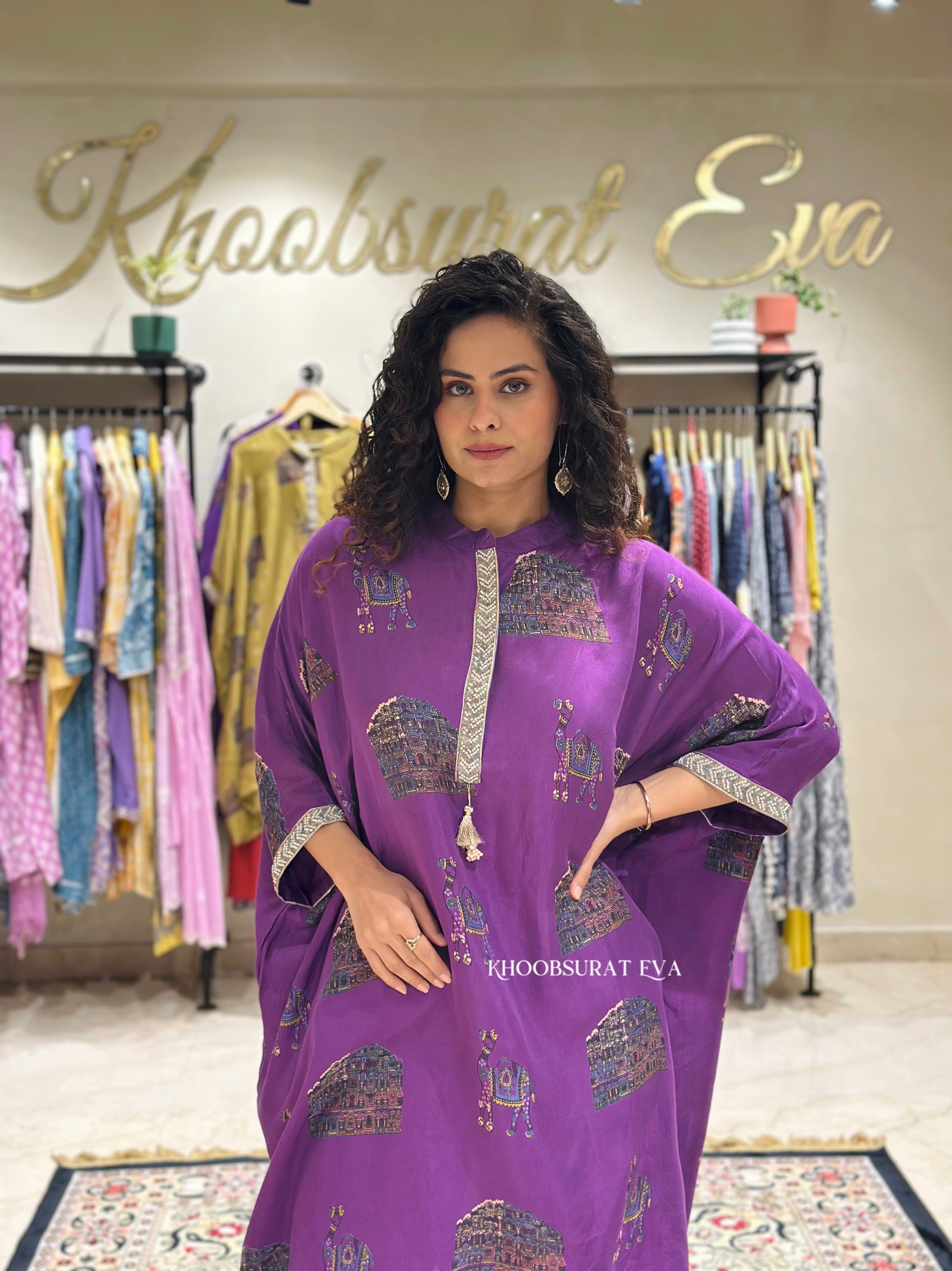 Purple Beauty Kaftan Tunic CoOrd Set