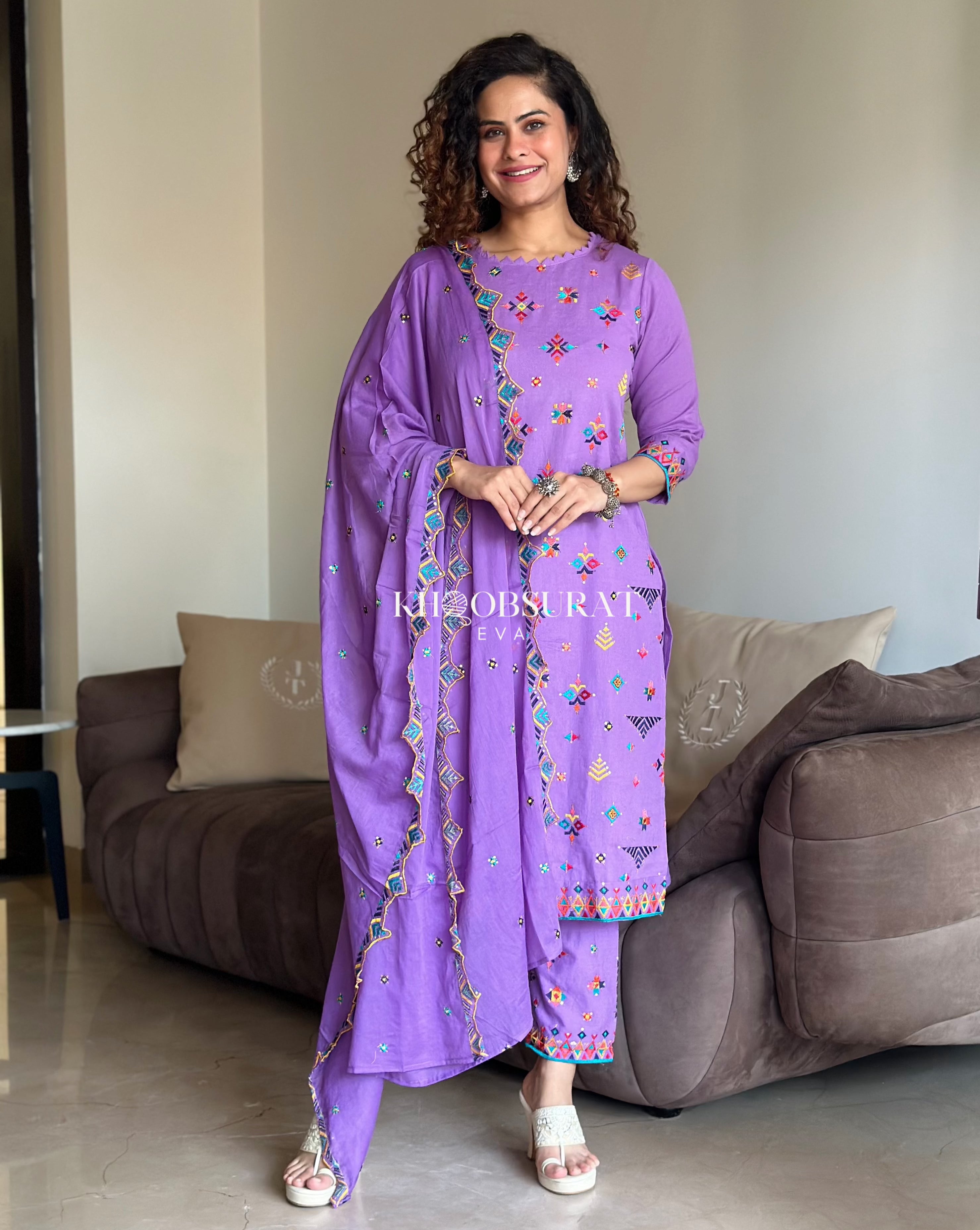 Dazzling Purple Embroidered Kurta Suit Set