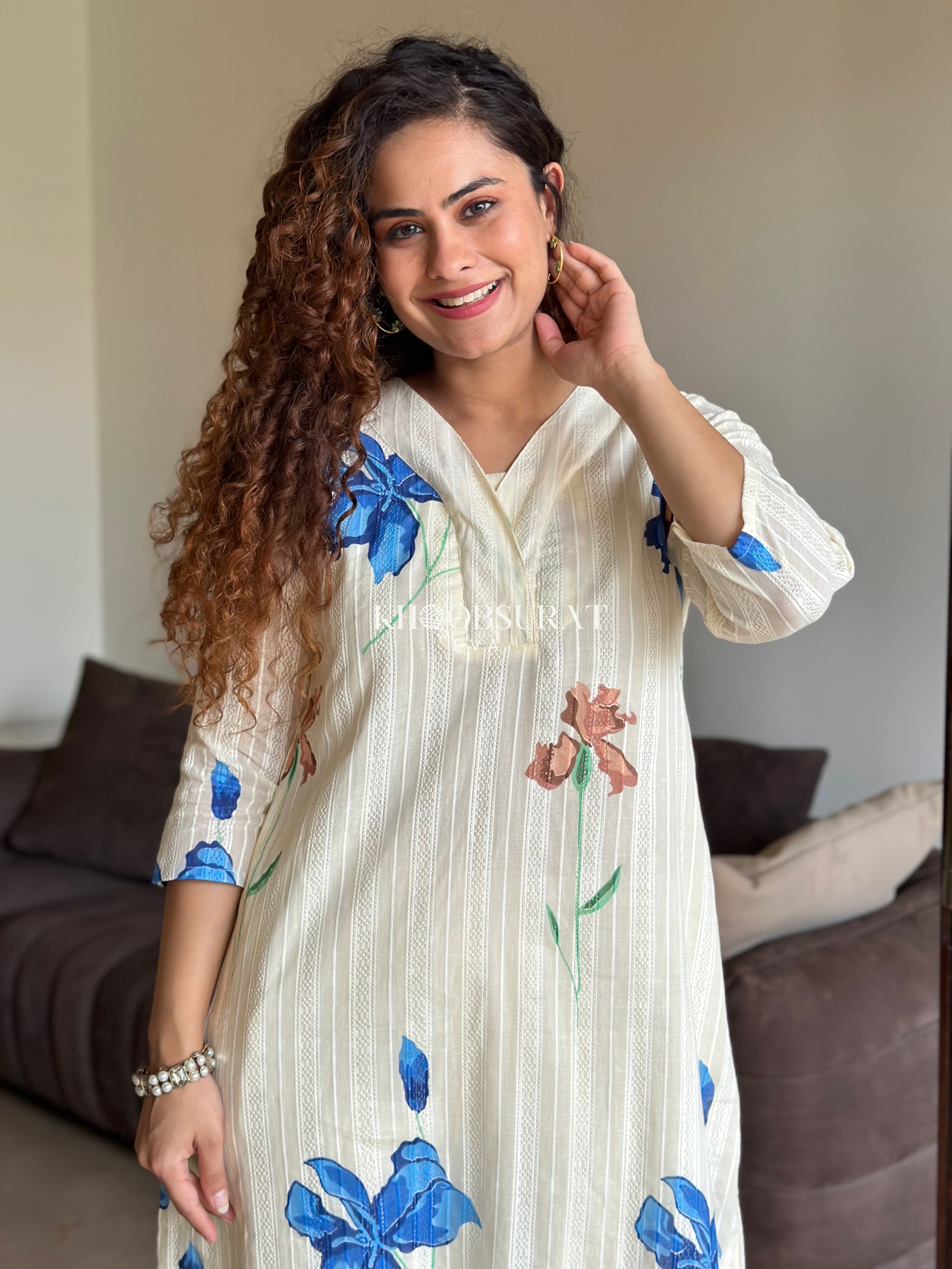 Dove White Kurta with Sequins