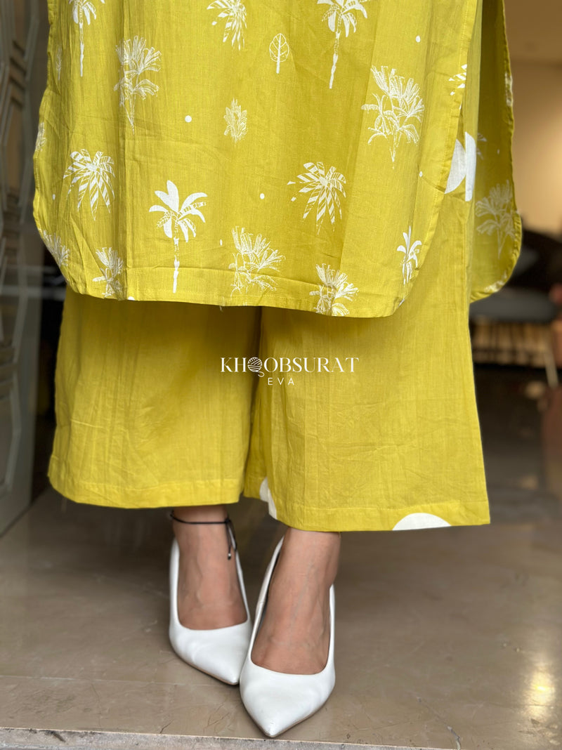 Jaipur Print Yellow Kurta Set