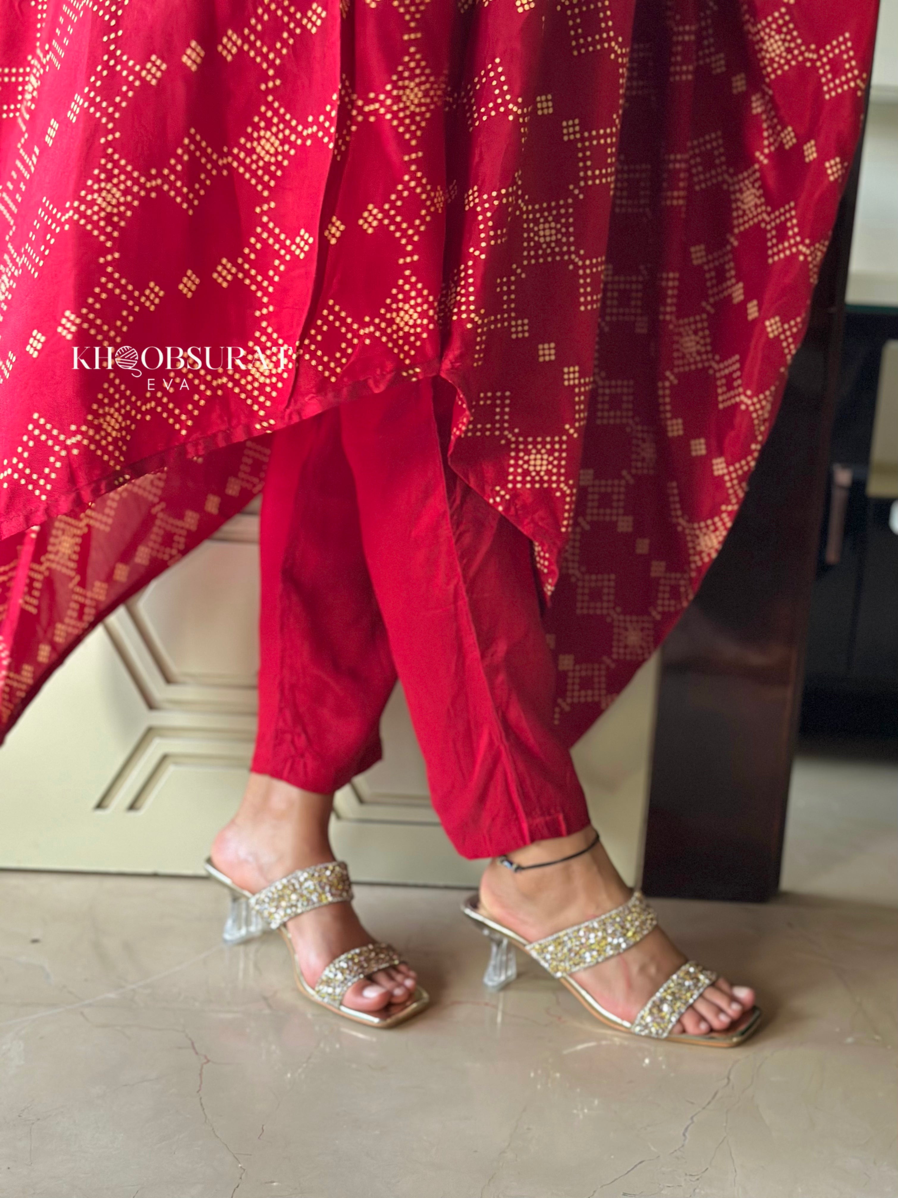 Indian Wedding Red Kaftan Set