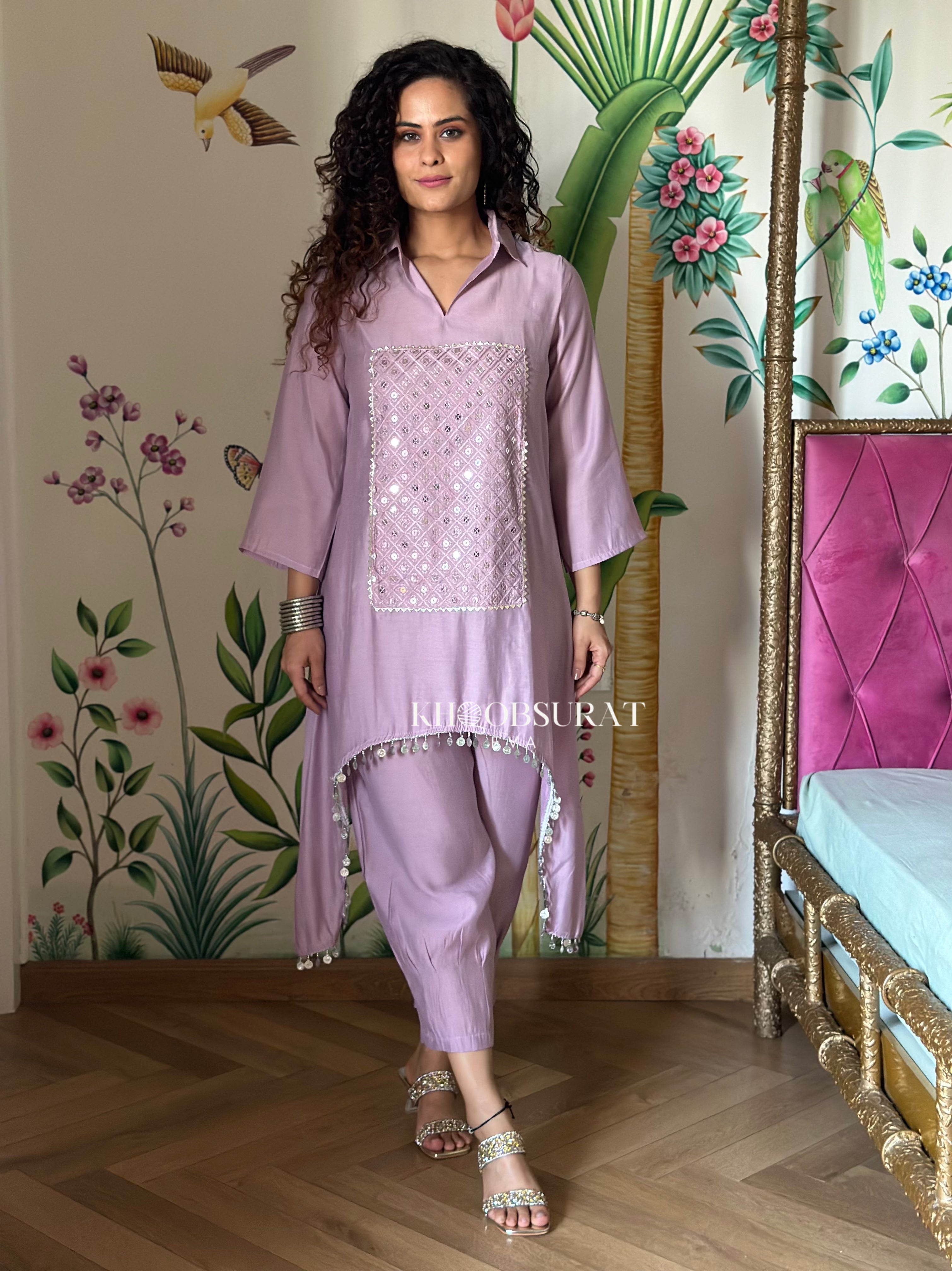 Mantra Lavender Sequin Kurta Set