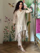 Bonjour Begum Beige Sequin Kurta Set