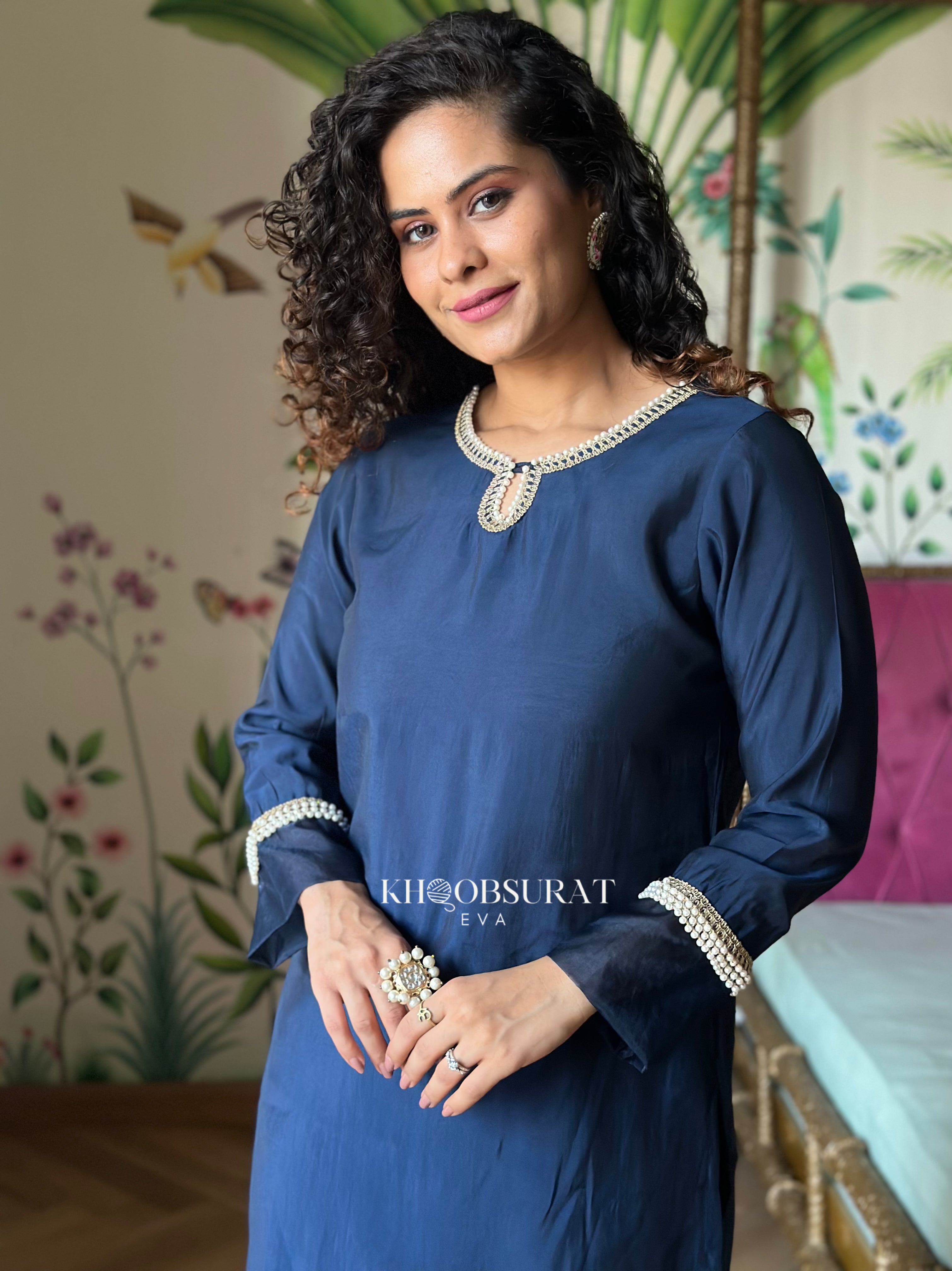 Royal Blue Pearl Kurta Set