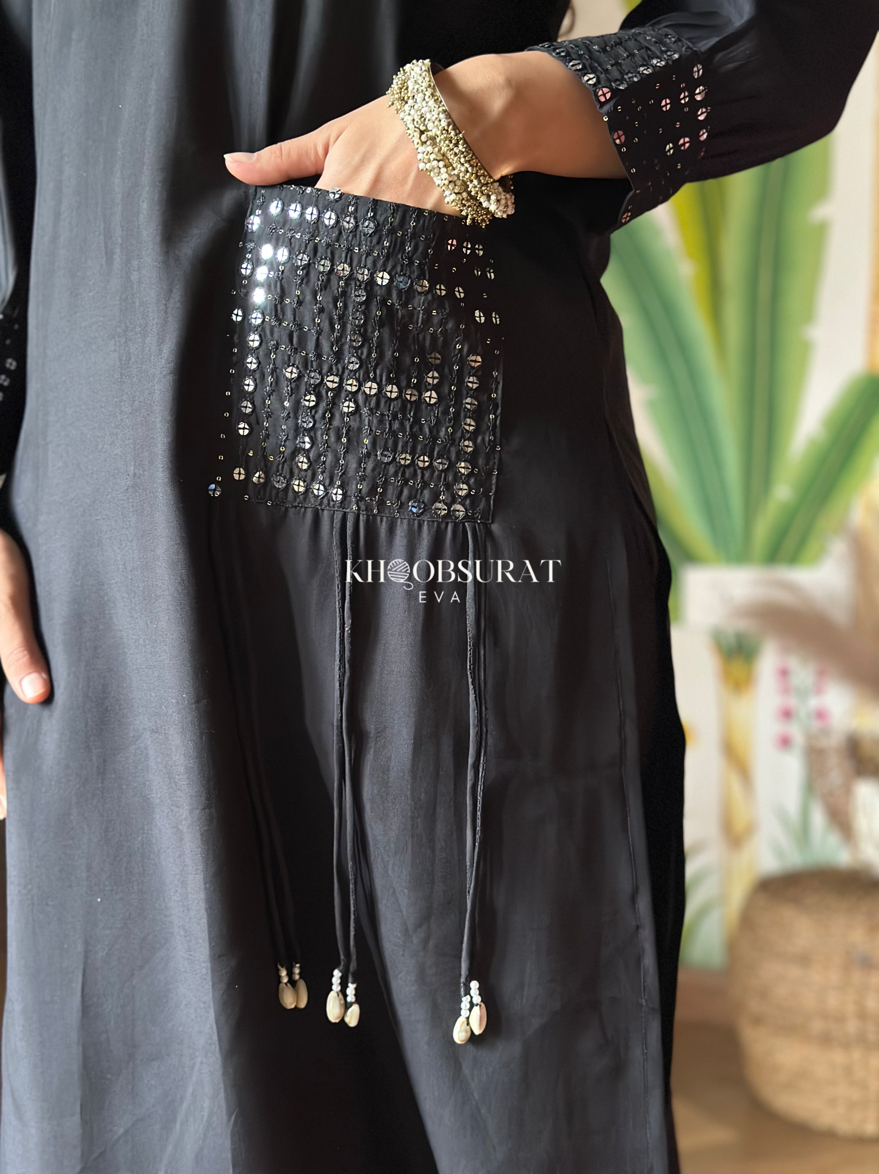 Indian Designer Black Kurta Set