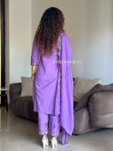 Dazzling Purple Embroidered Kurta Suit Set
