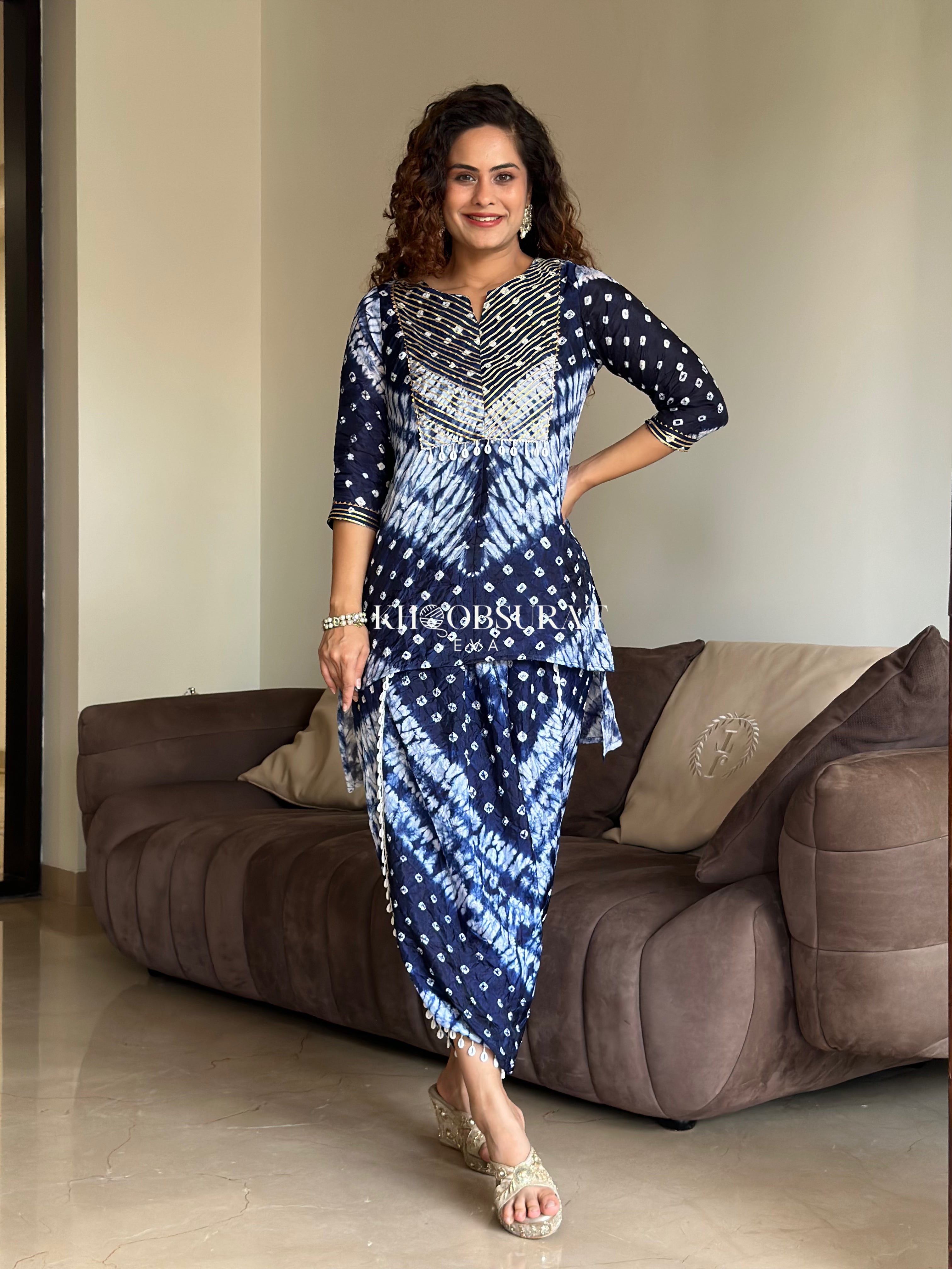 Gota Bandhej Blue Coord set