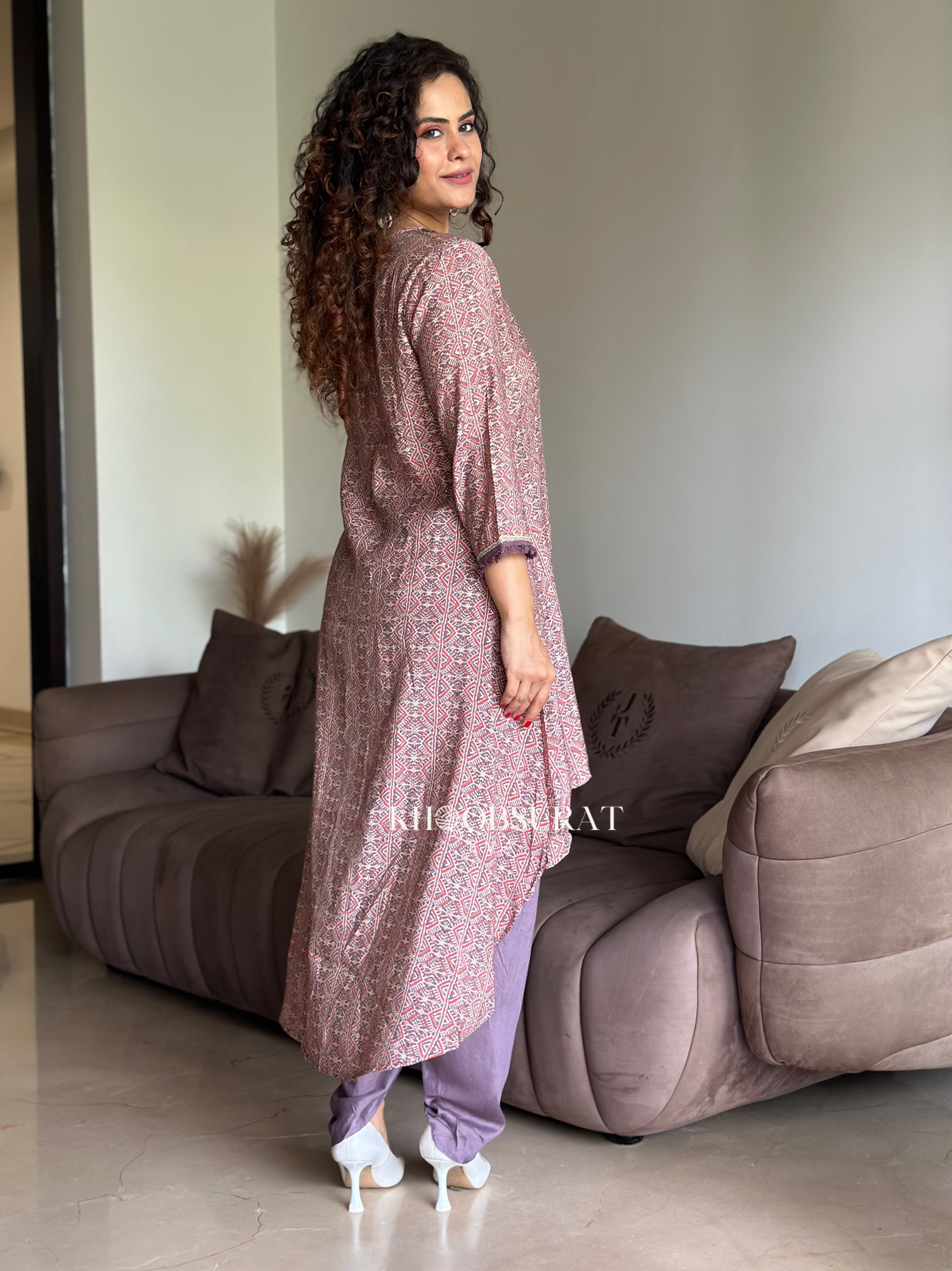 Gulmohar Pink Kurta And Tulip Pants