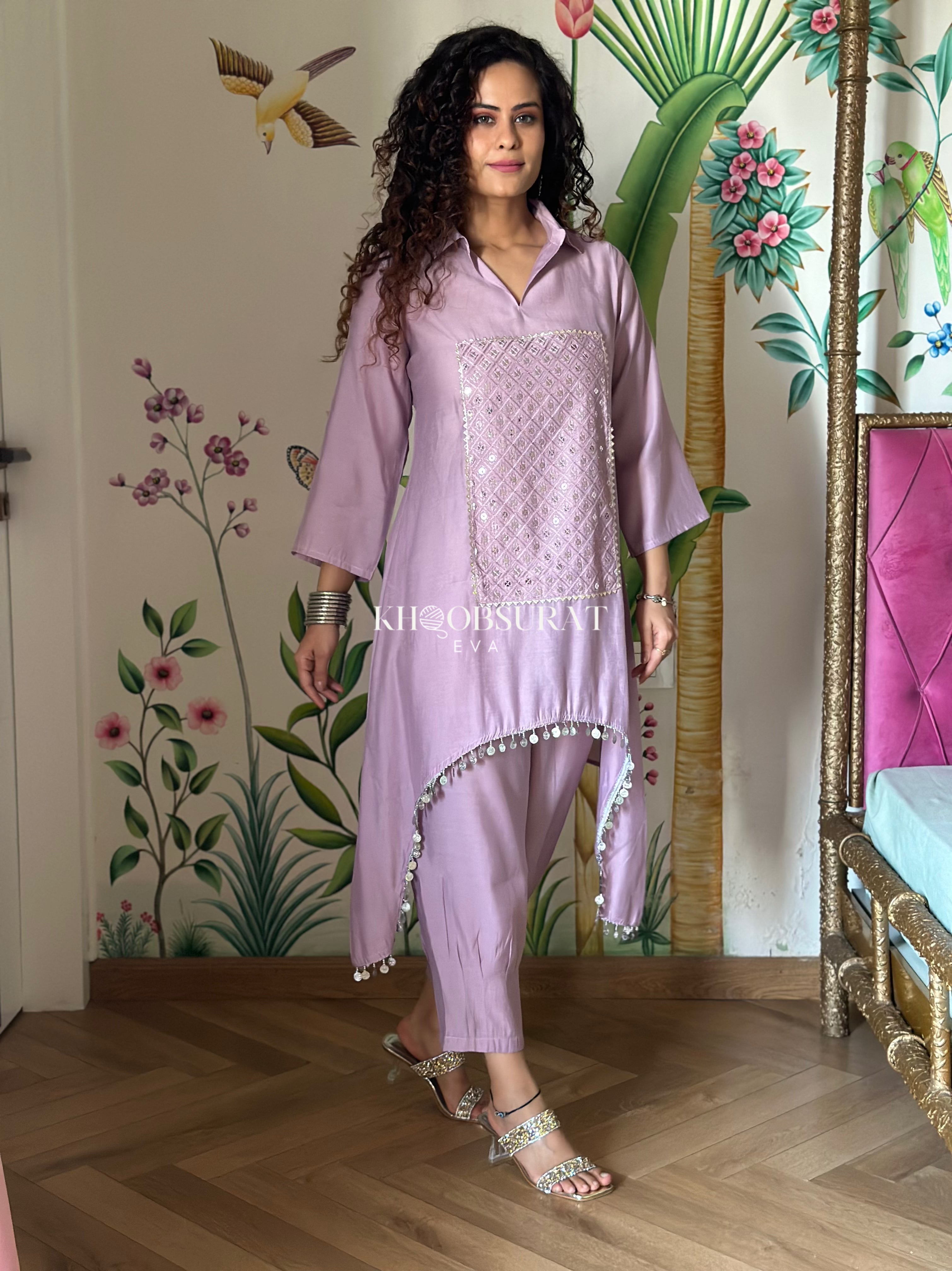 Mantra Lavender Sequin Kurta Set