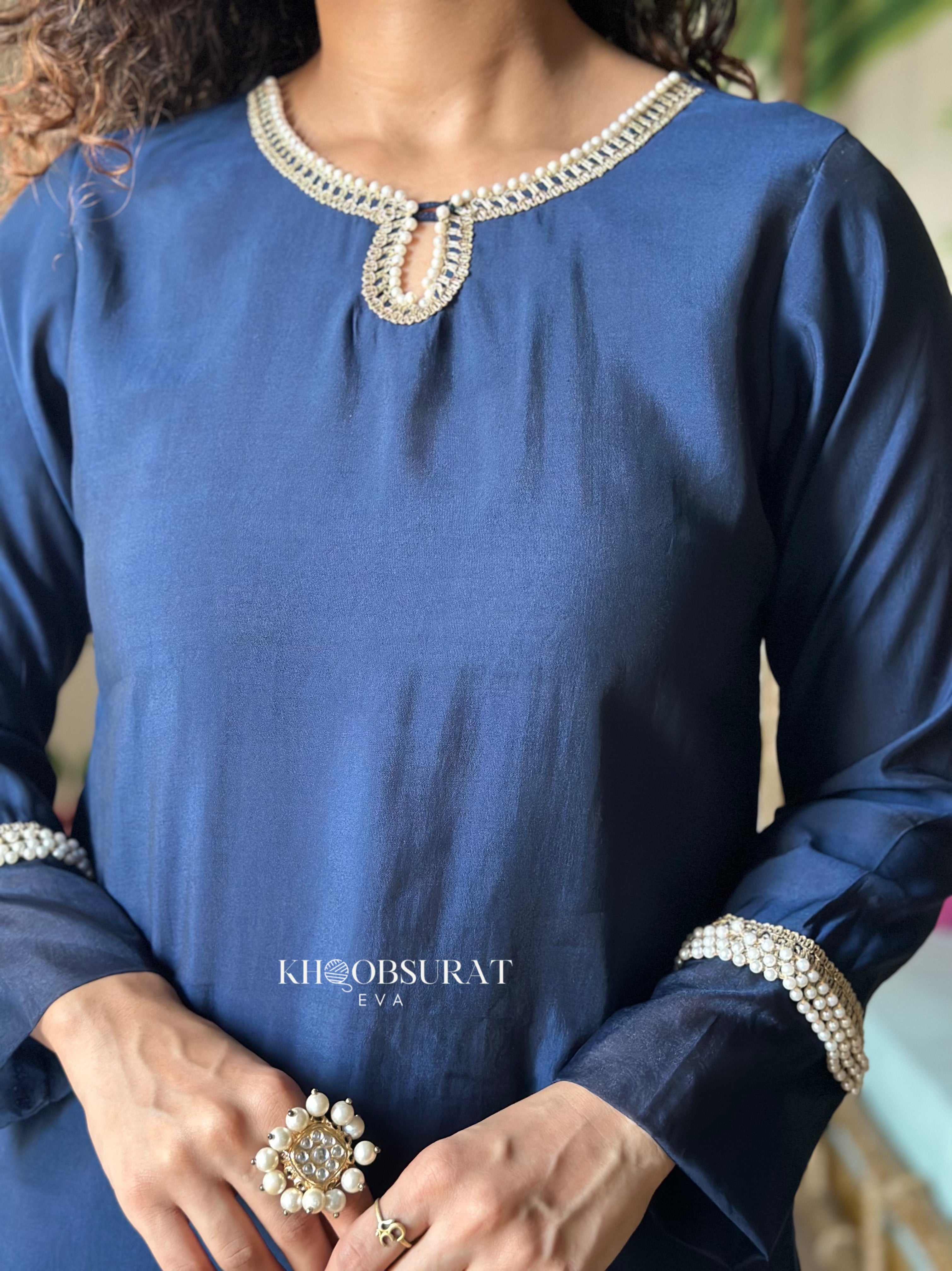 Royal Blue Pearl Kurta Set