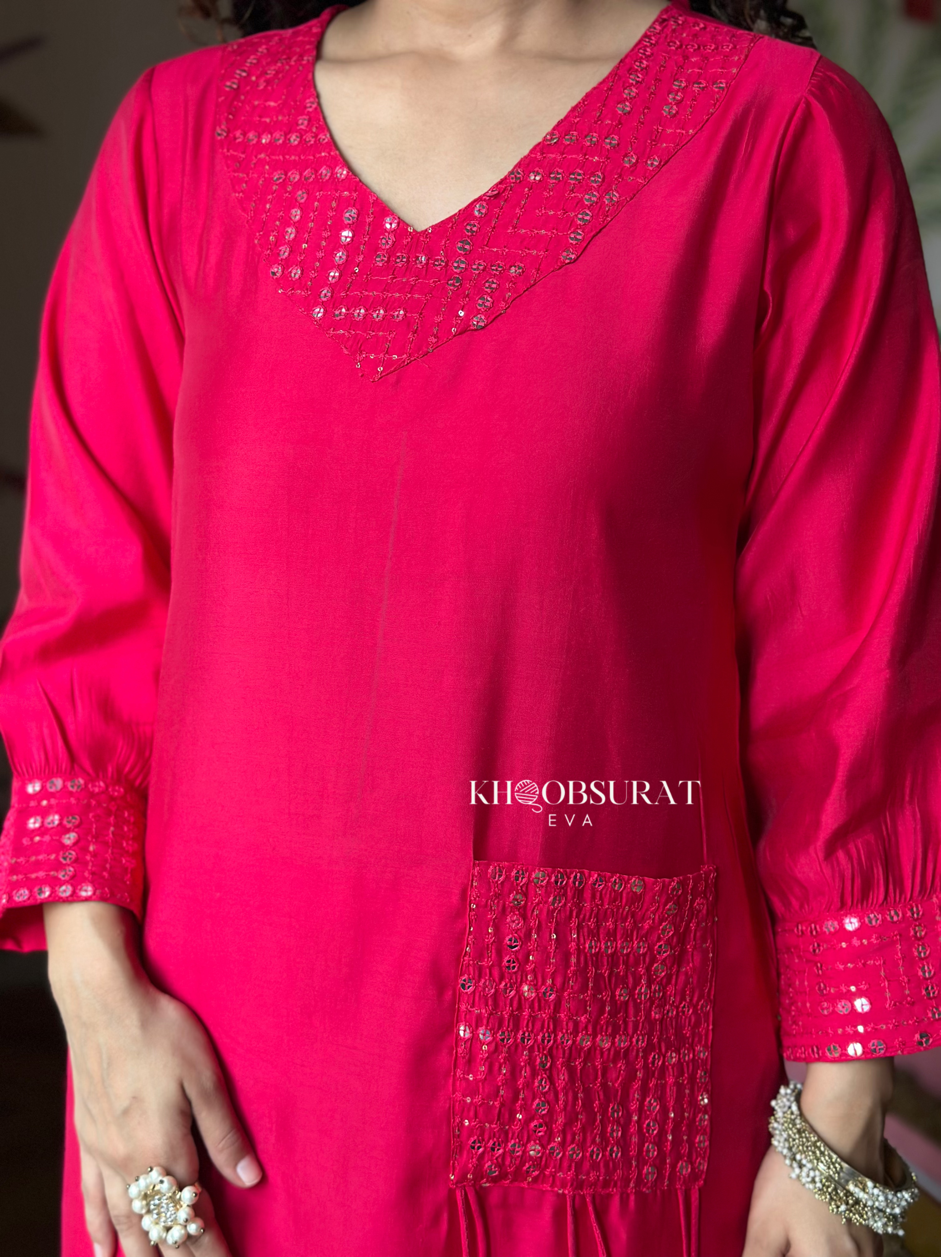  Bollywood Style Red Kurta Set