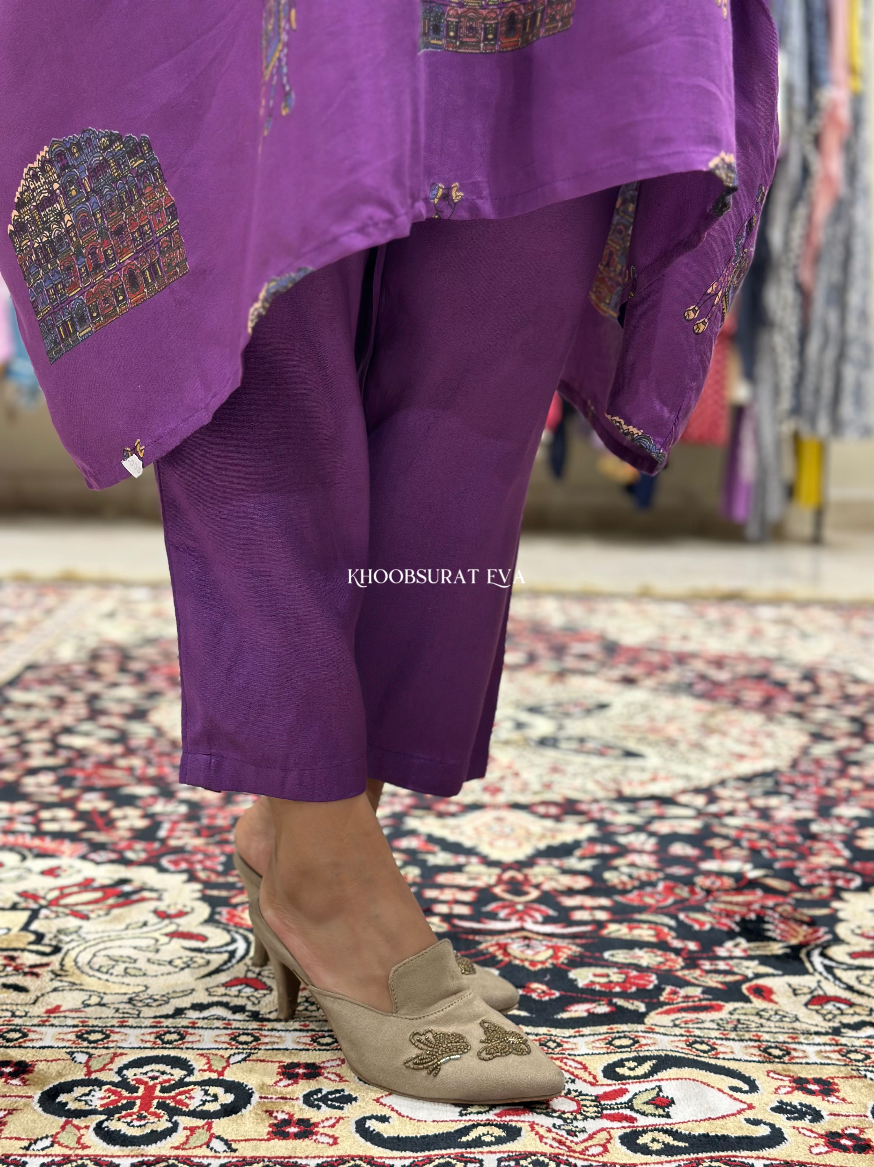 Purple Beauty Kaftan Tunic CoOrd Set