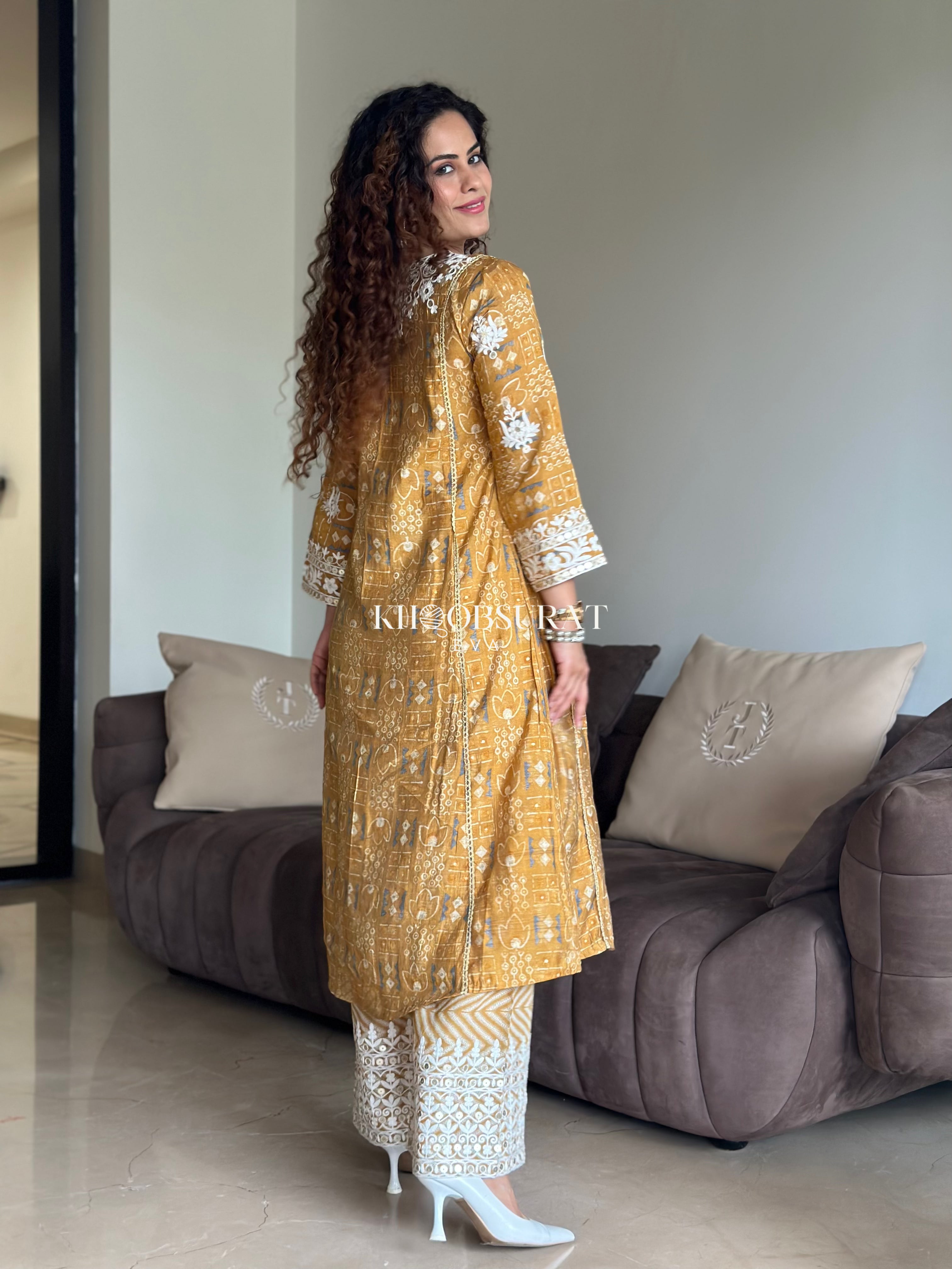 Amber A-line Yellow Kurta Set