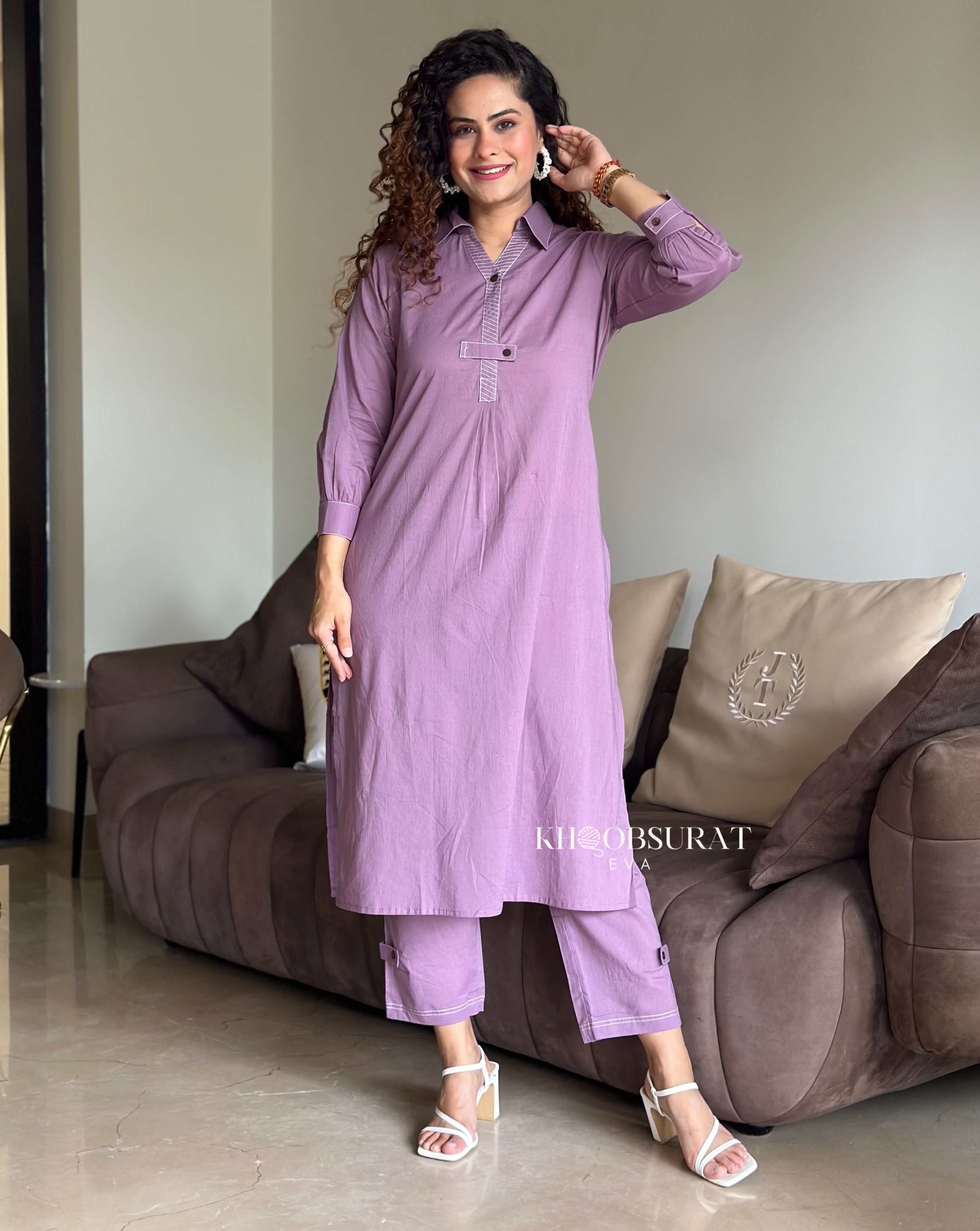 Cotton Breeze Purple Kurta Set 