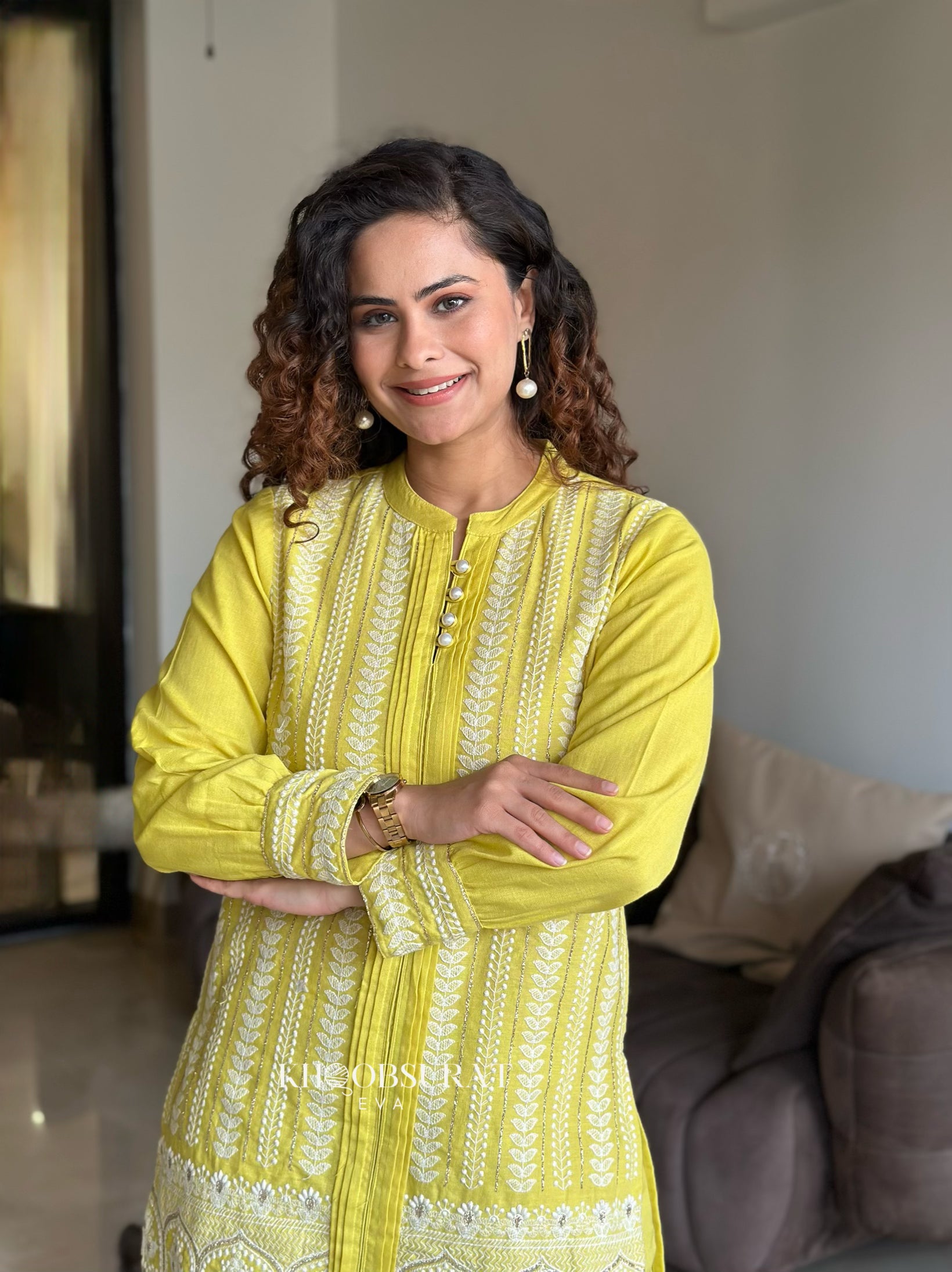 Dream Girl Yellow Embroidered Kurta Set