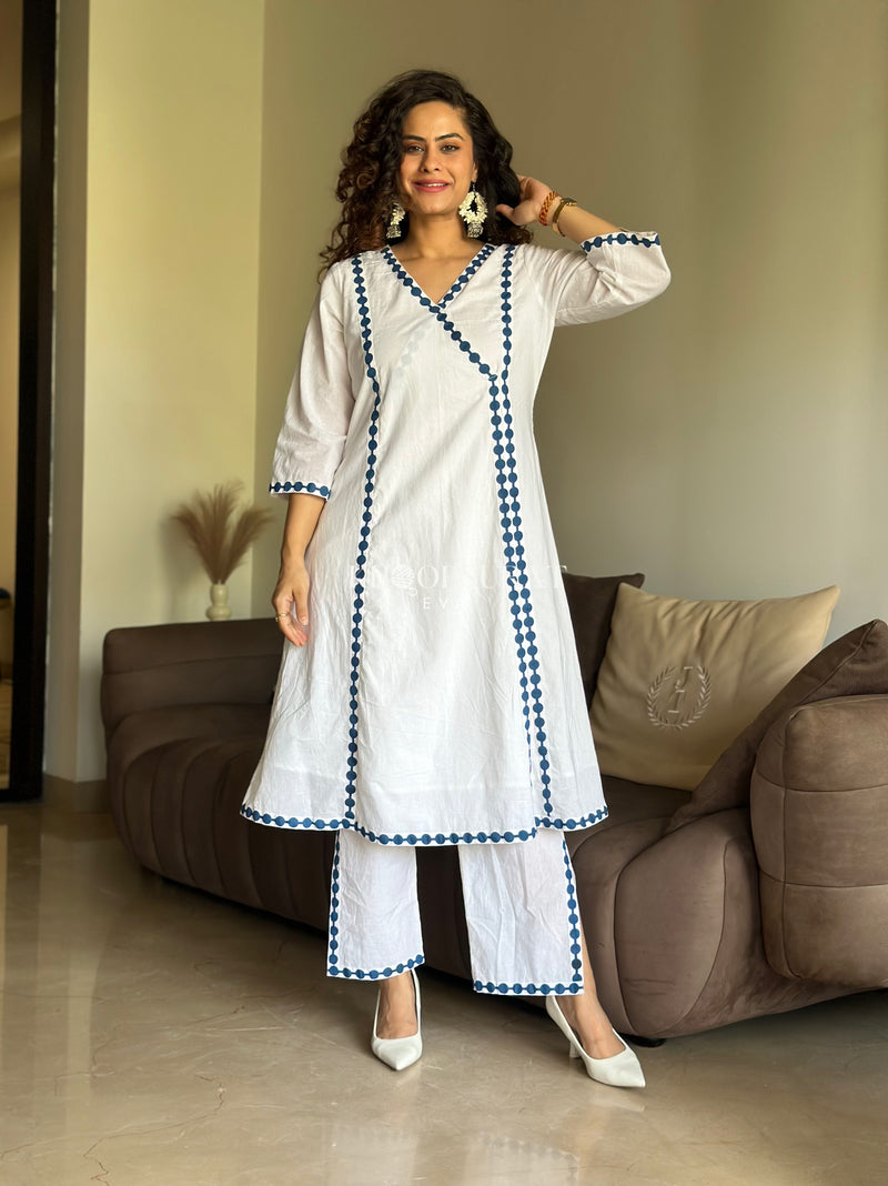 Santorini White A-Line Kurta Set 