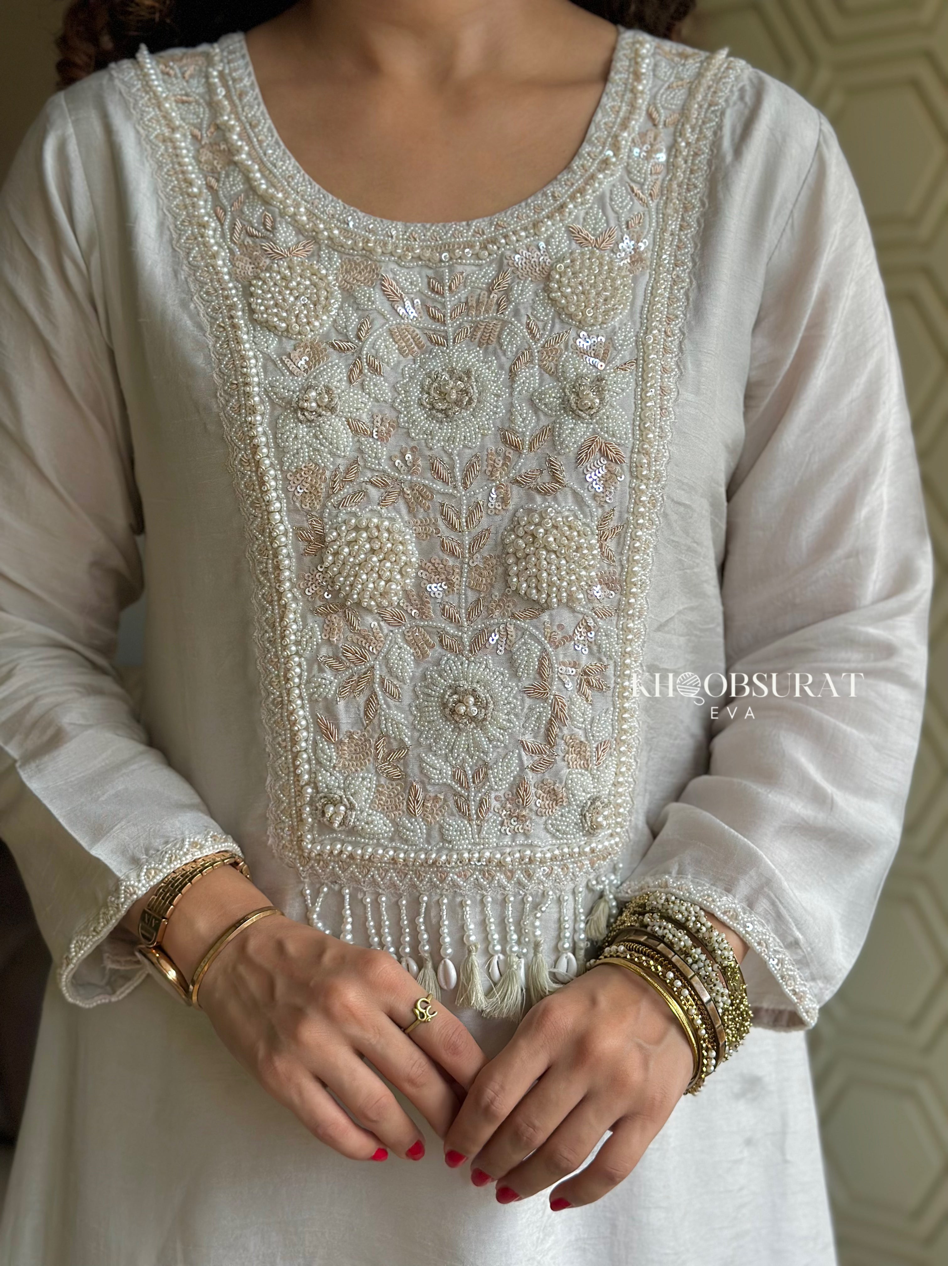 Apsara In White Wedding Kurti Set