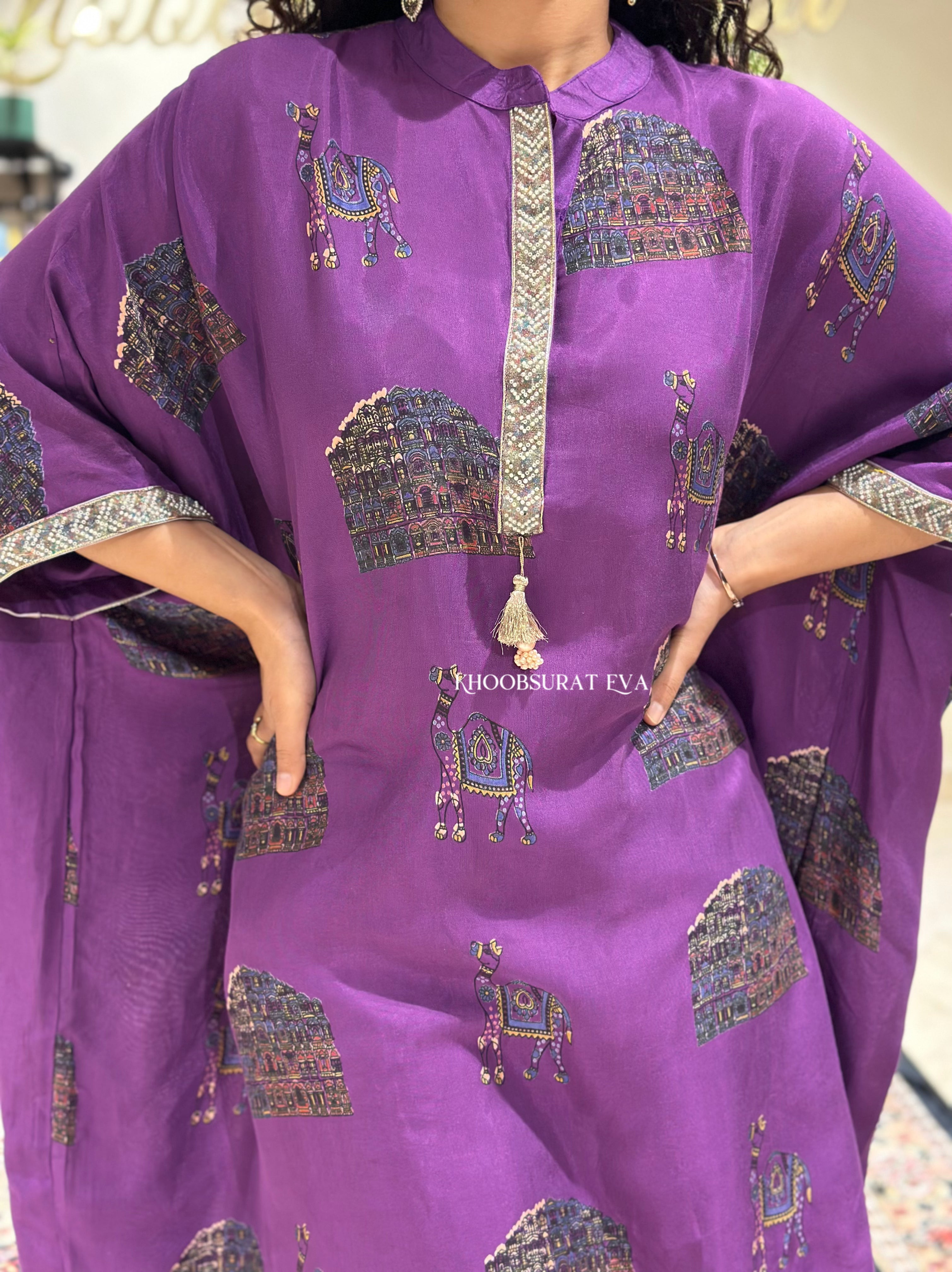 Purple Beauty Kaftan Tunic CoOrd Set