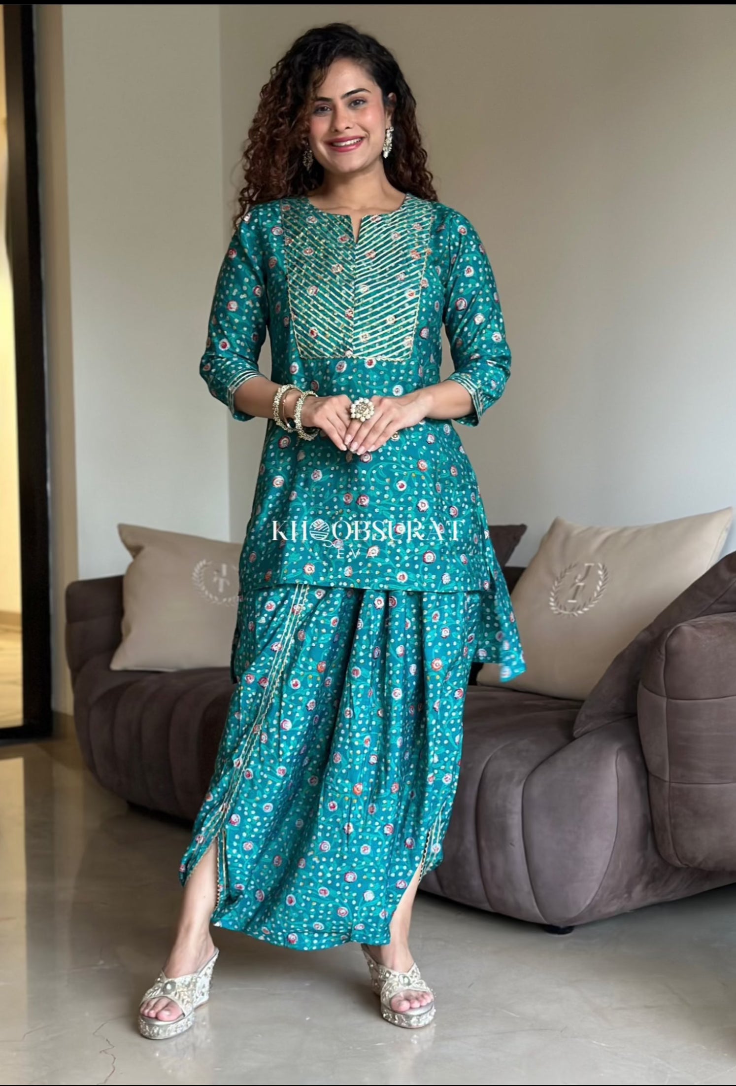 RiddhiSiddhi Green Festive Wear Coord Set