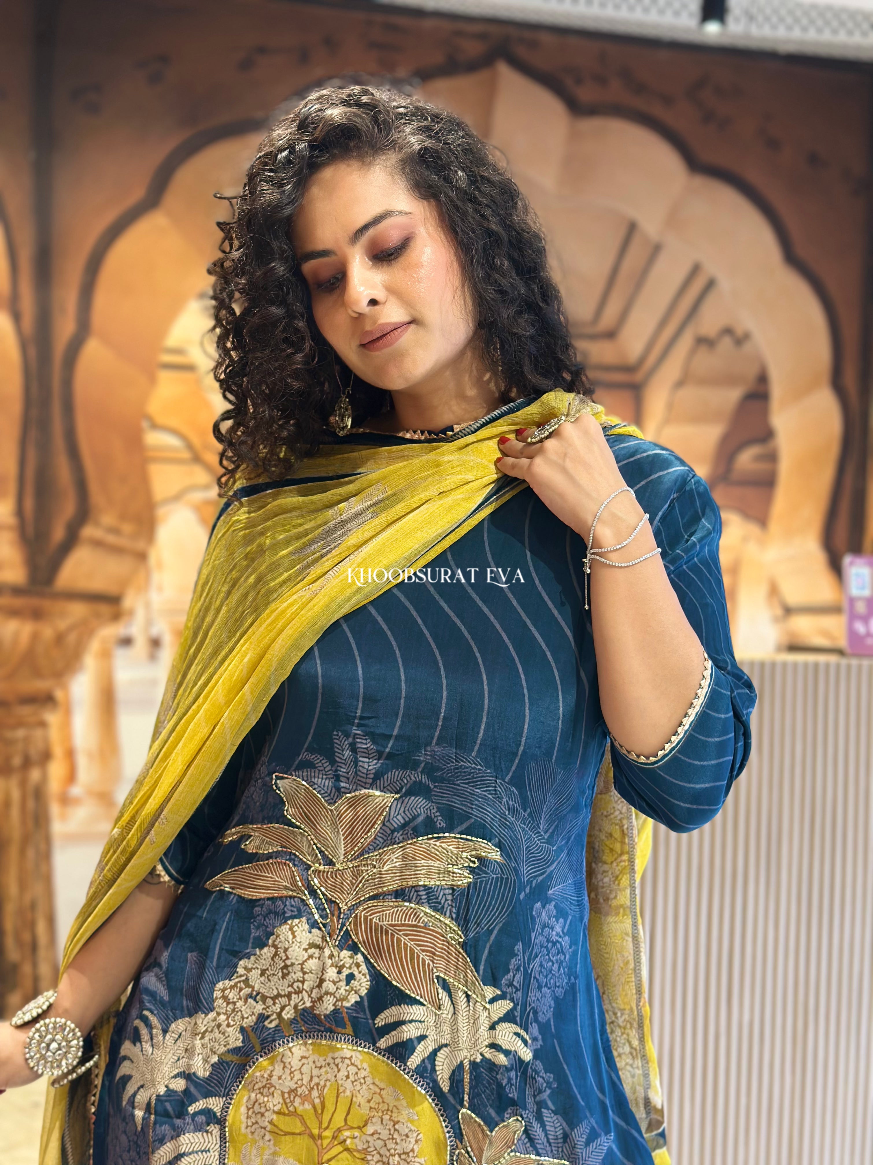 MumTaj Blue Dupatta Set