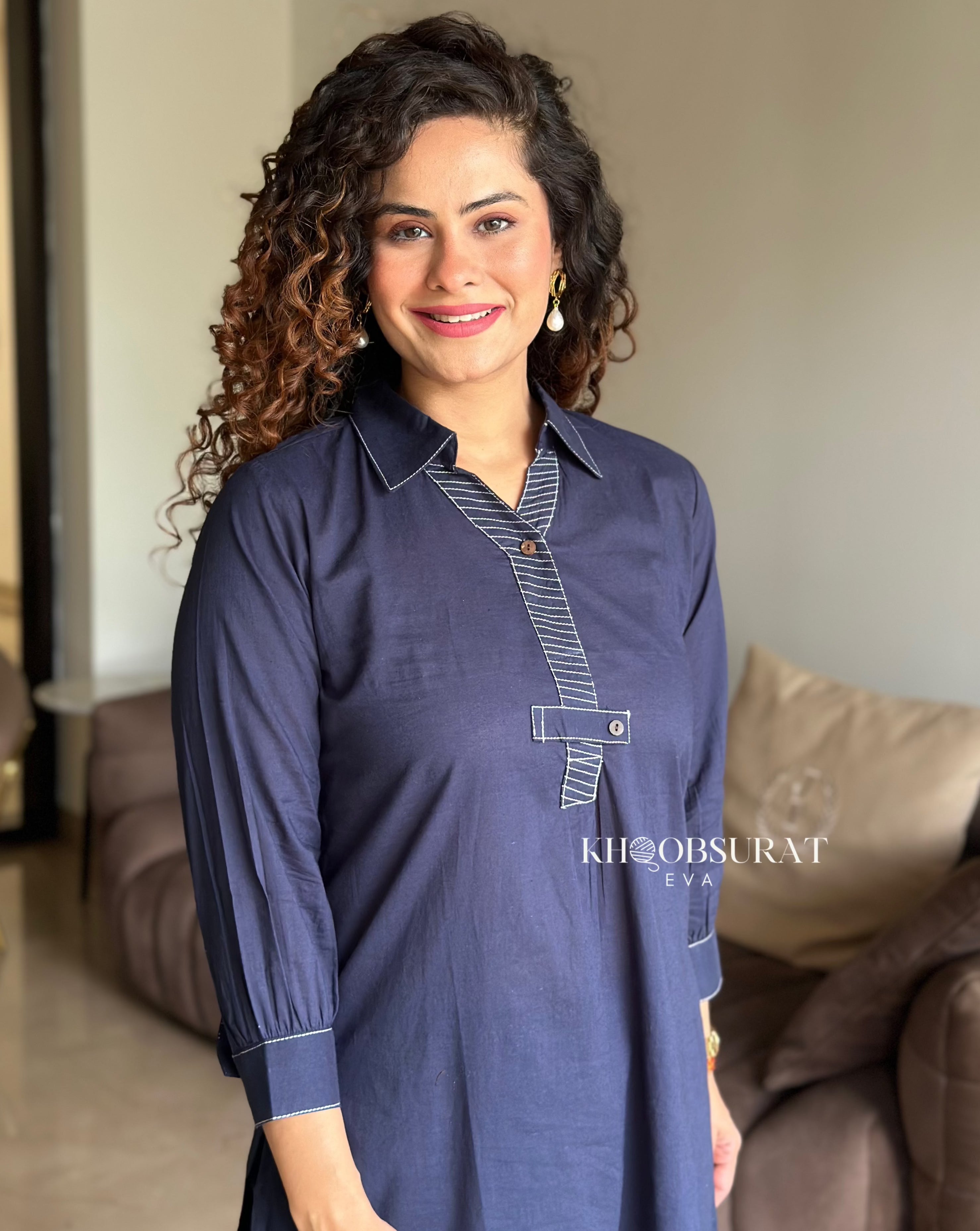 Everyday Cotton Blue Kurta Set