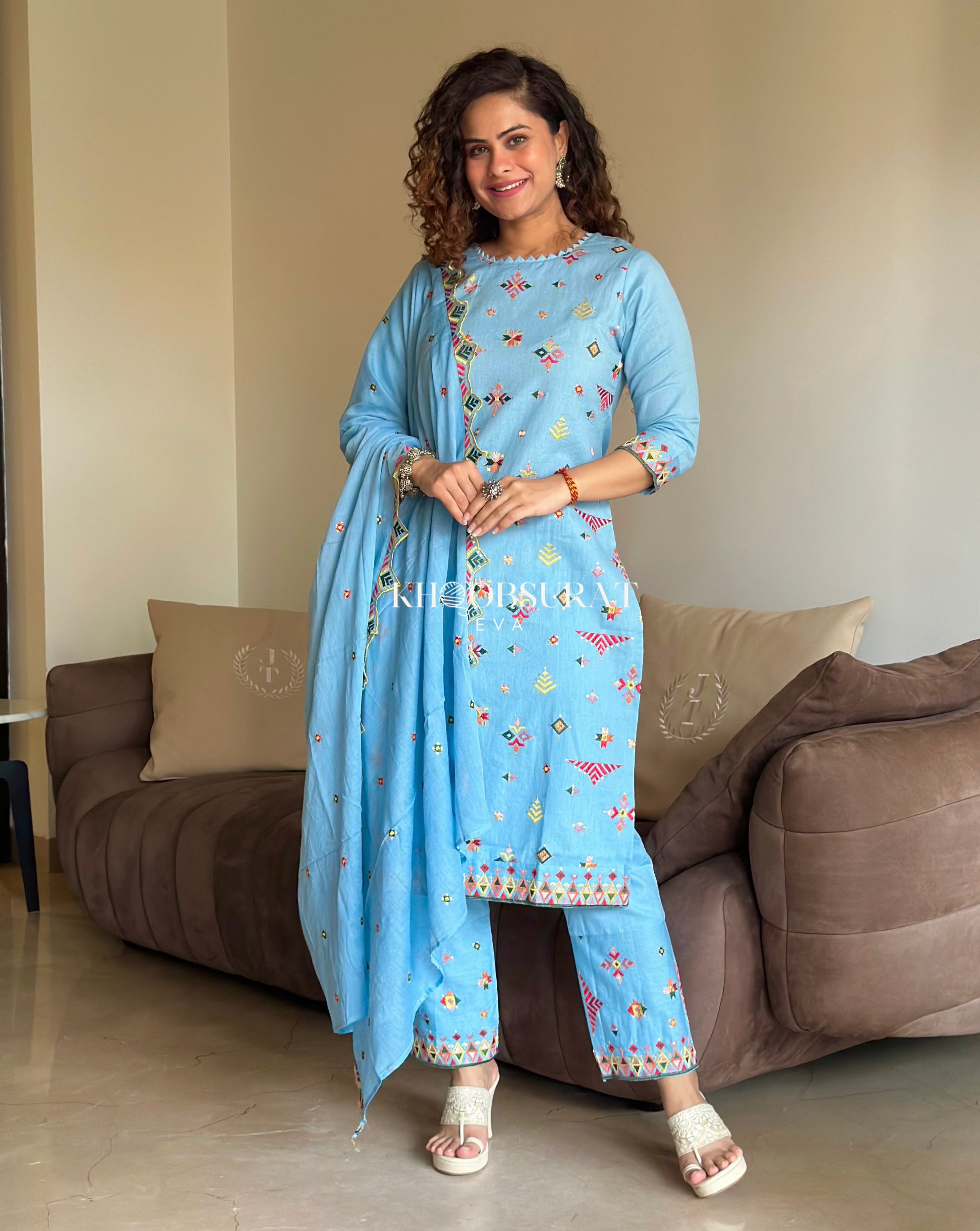 Blue Breeze Cotton Kurta Suit Set