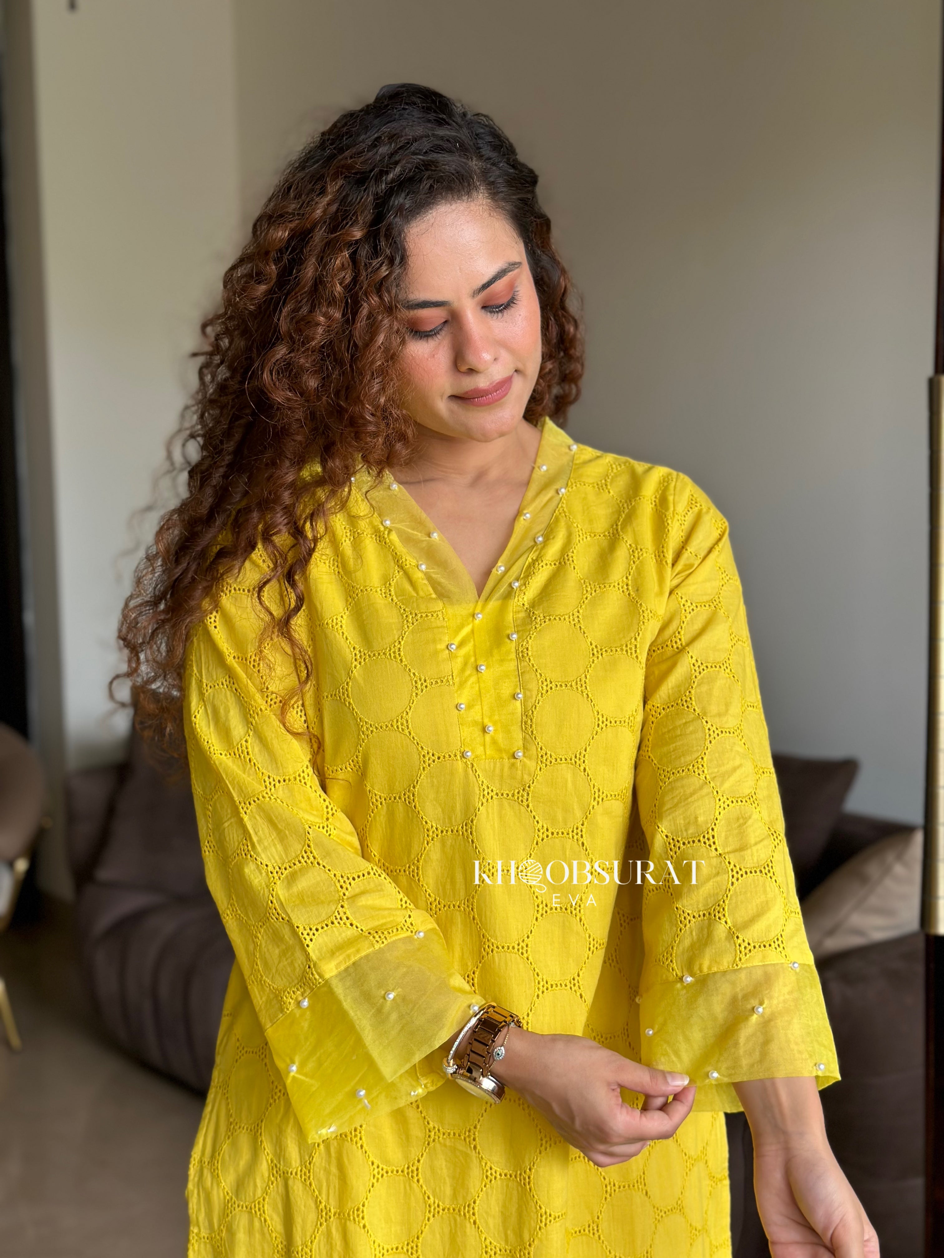 BRIGHT AND BEAUTIFUL YELLOW KURTA SET