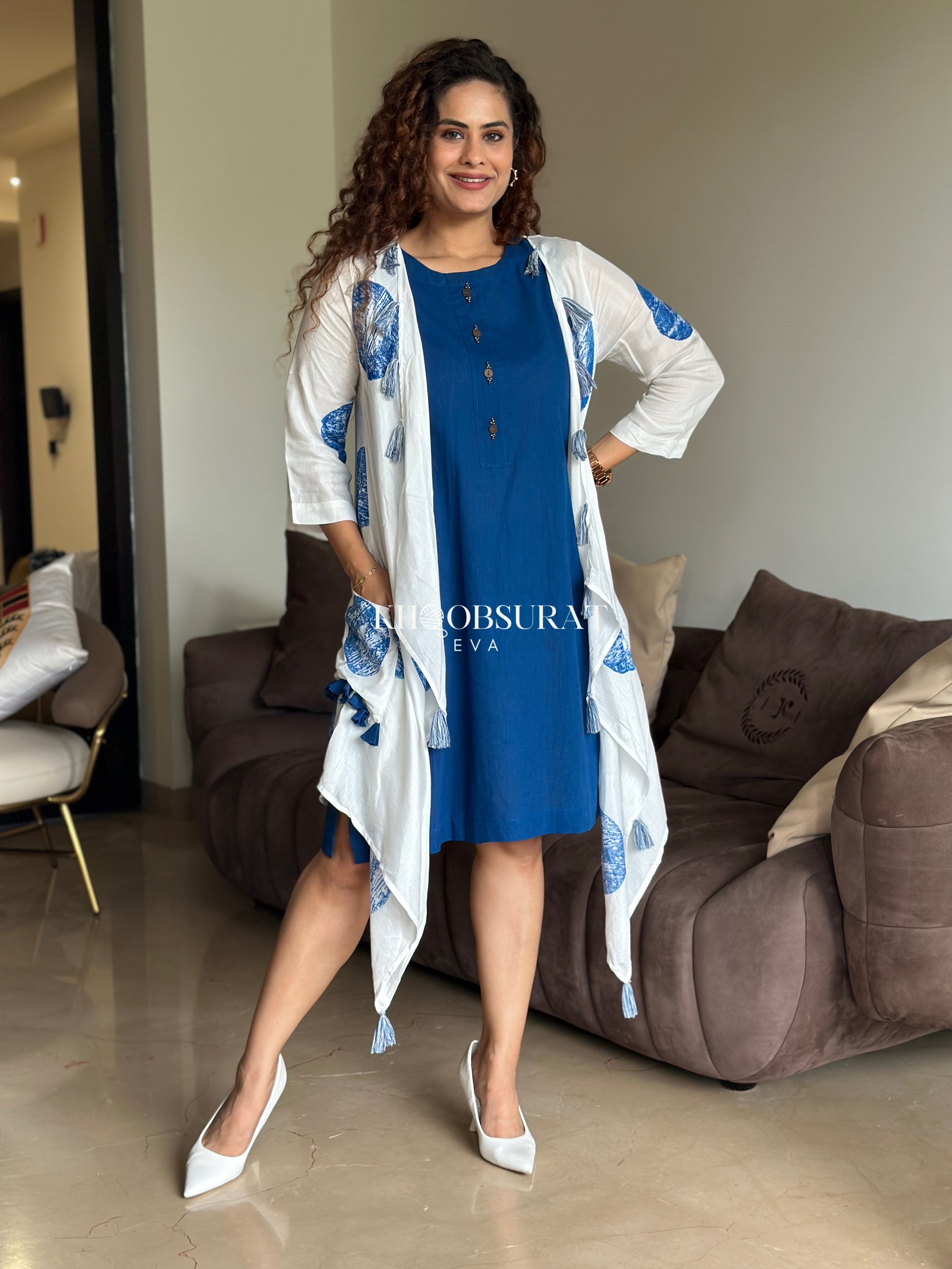 Shein Blue Jacket Style Dress