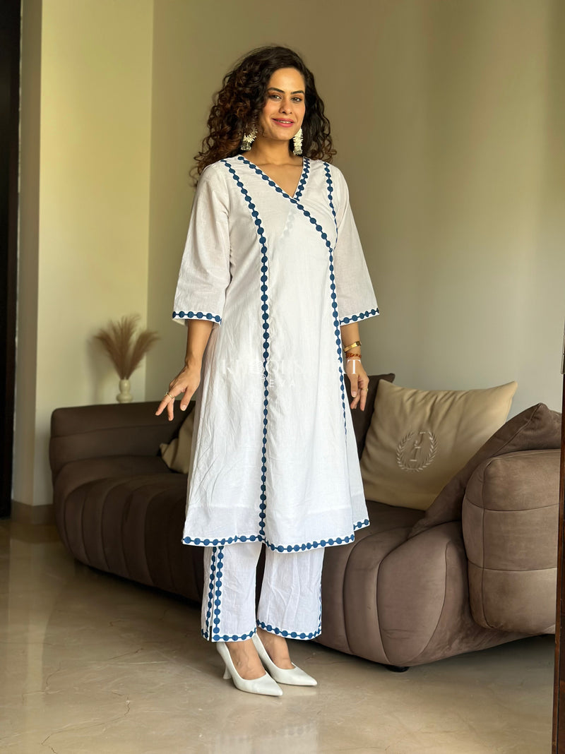 Santorini White A-Line Kurta Set 