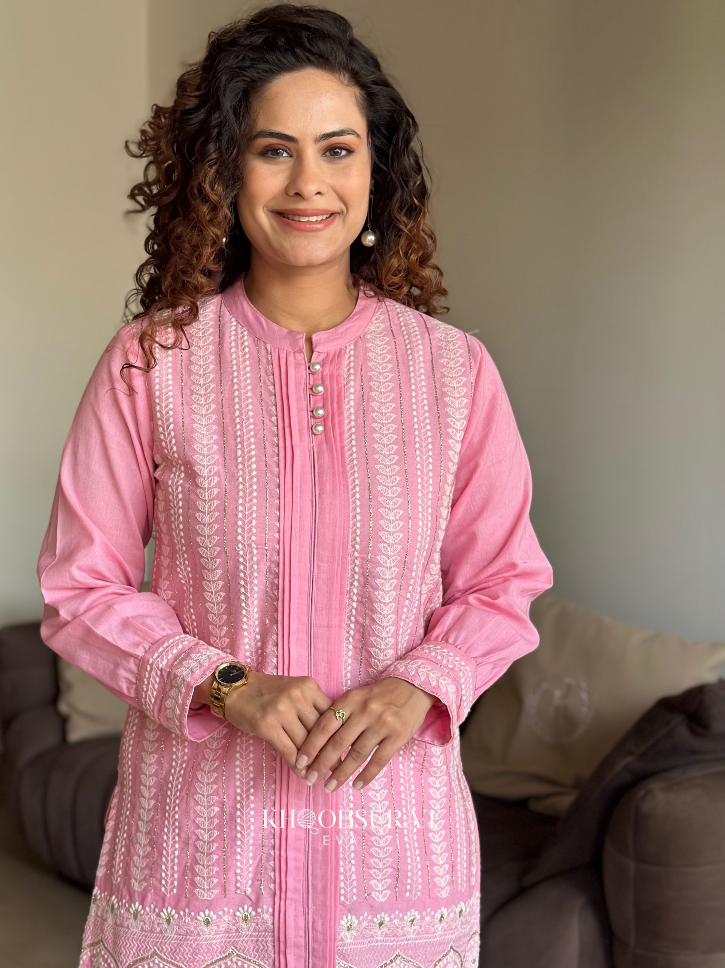 Dream Girl Pink Embroidered Kurta Set 