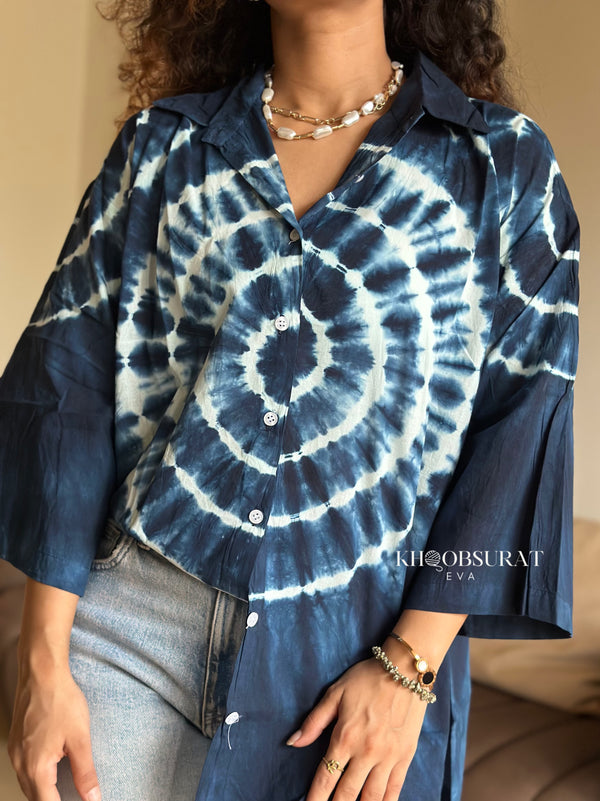 Breathable Blue Tie-Dye Shirt