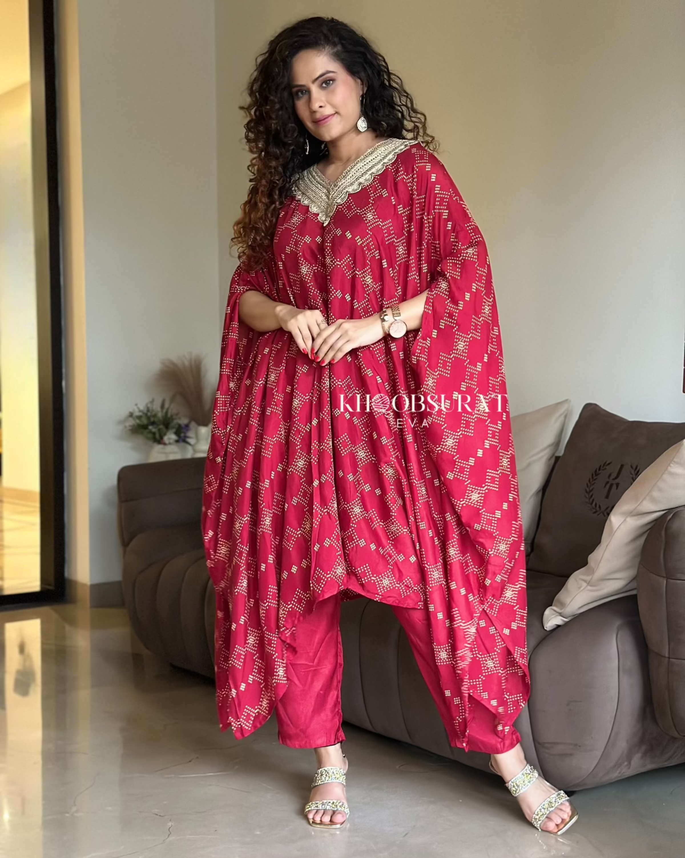 Indian Wedding Red Kaftan Set