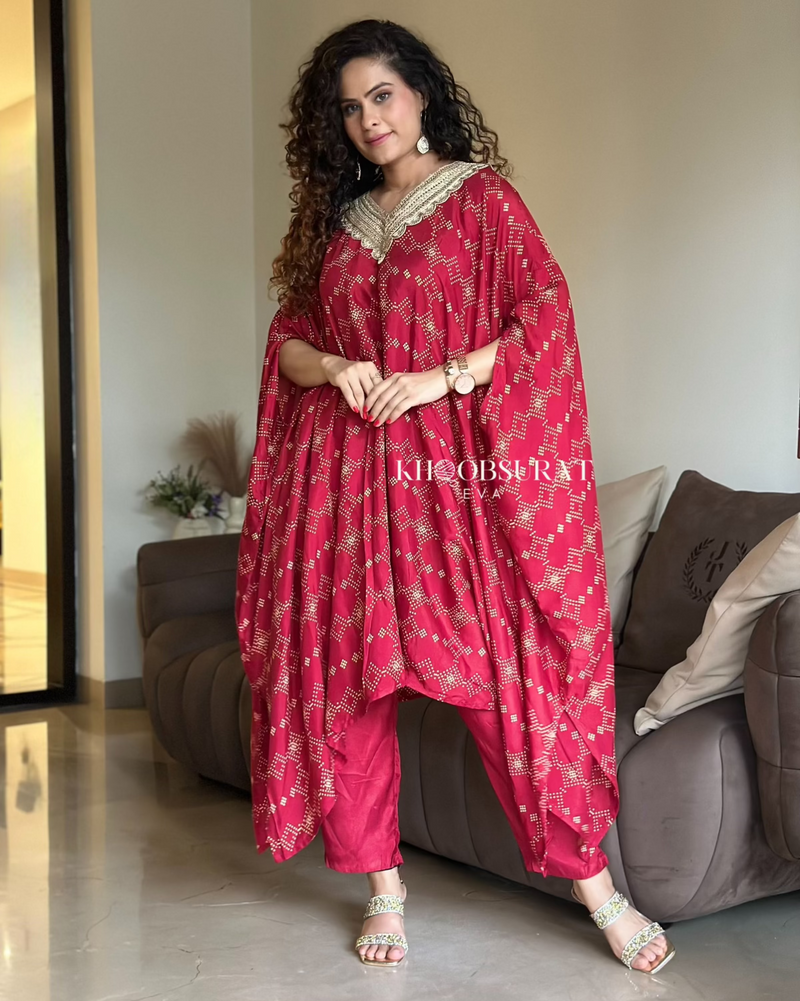 Indian Wedding Red Kaftan Set