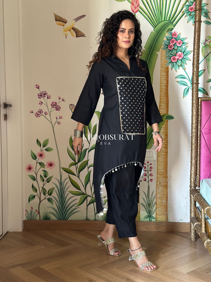 Glowy Fox Black Sequin Kurta Set