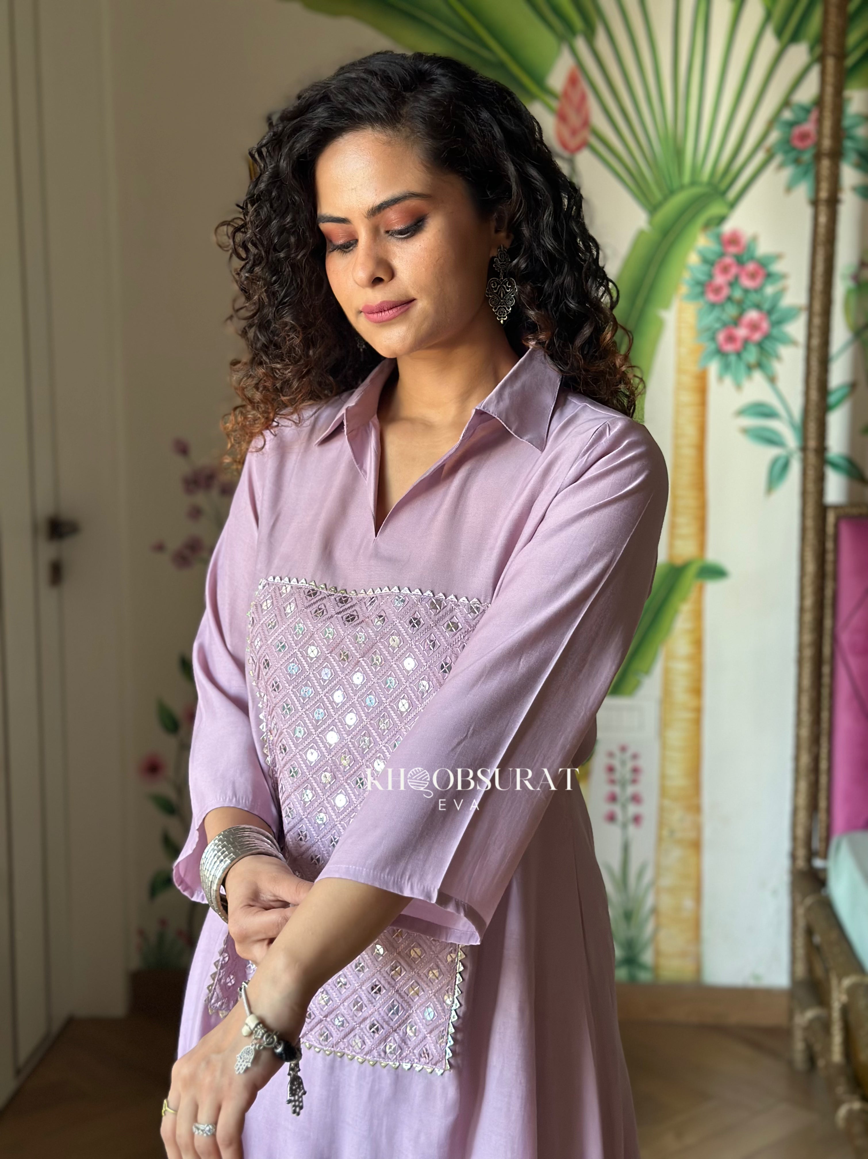 Mantra Lavender Sequin Kurta Set