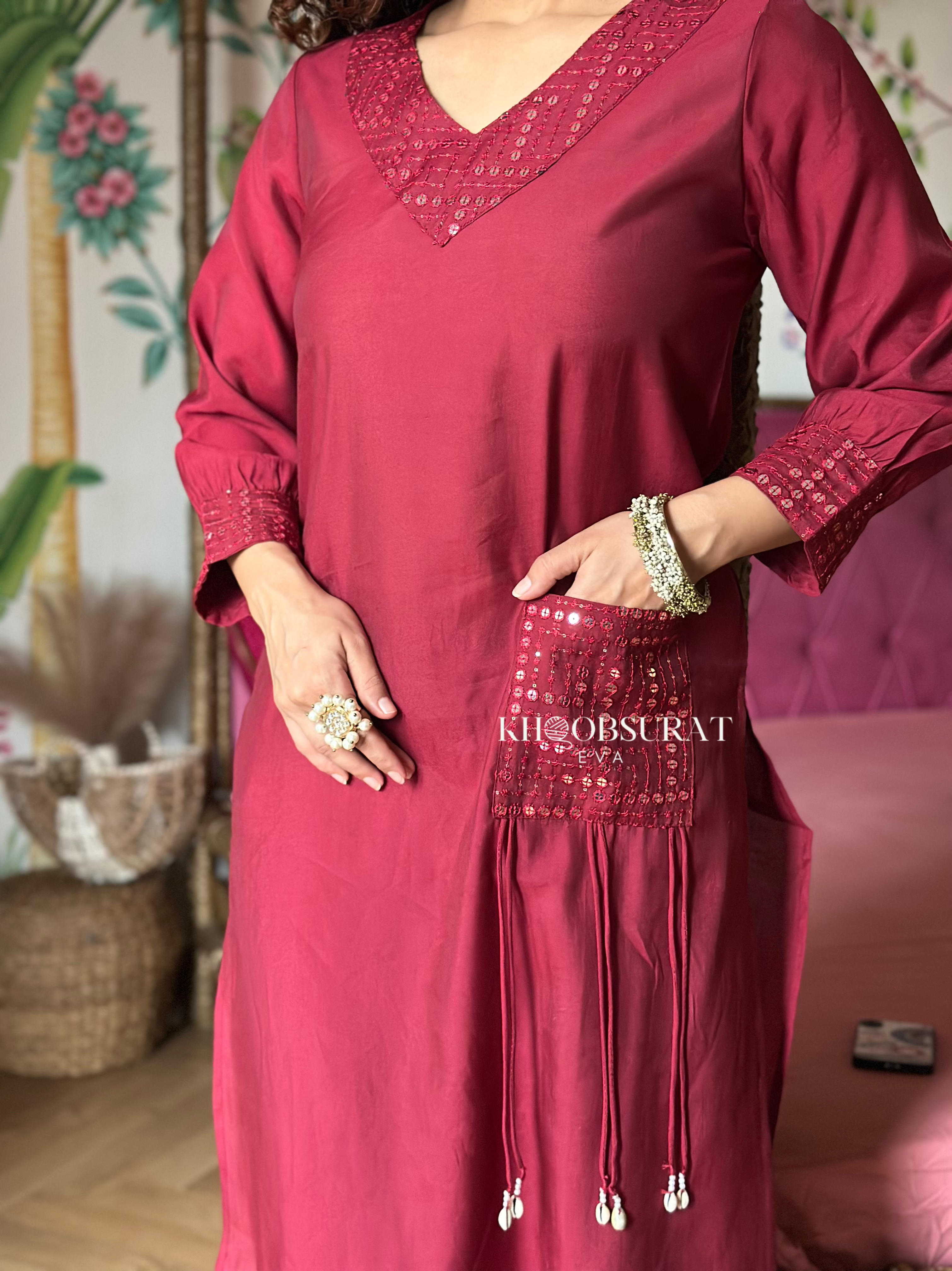 Festive Vibes Red Kurta Set 