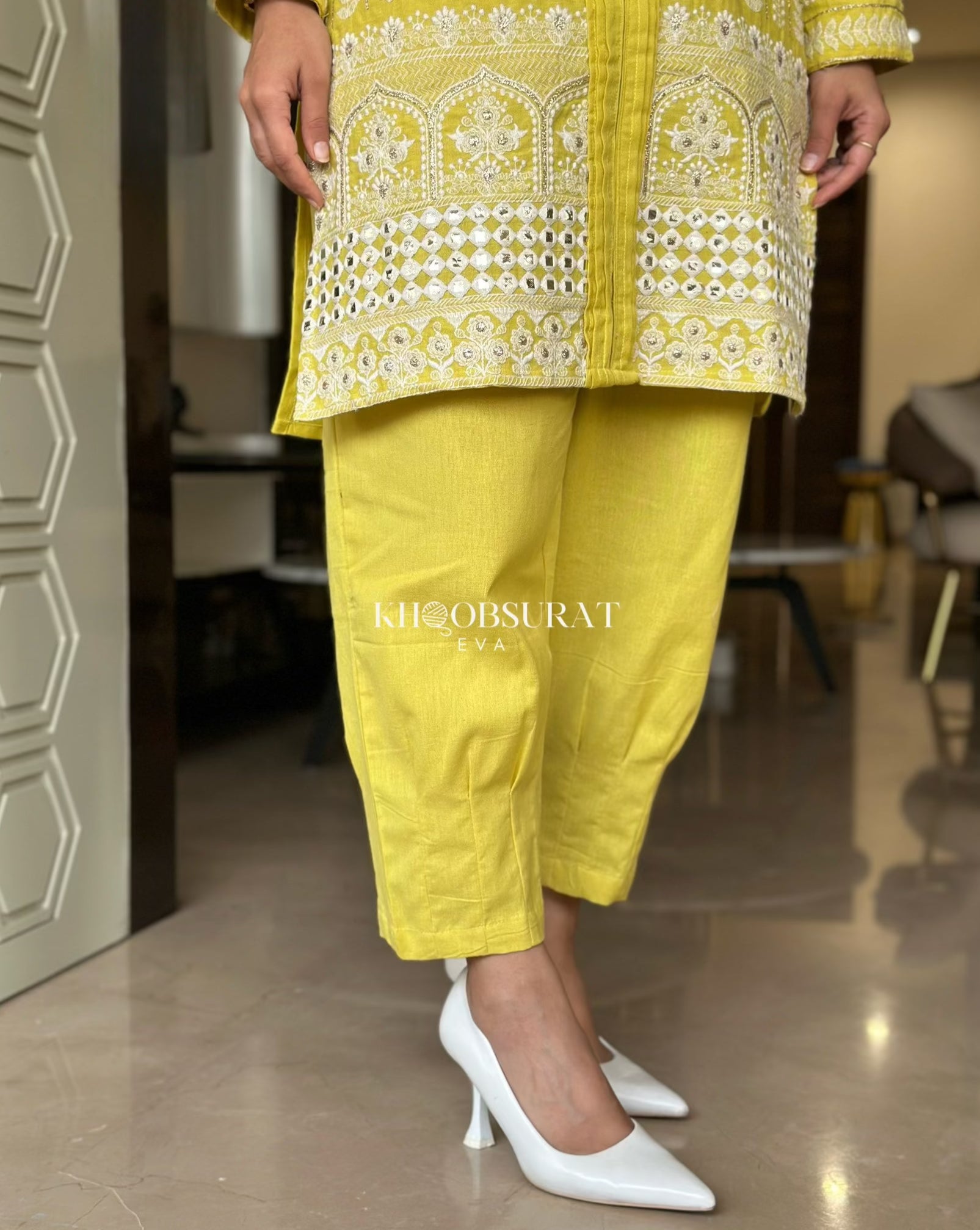 Dream Girl Yellow Embroidered Kurta Set